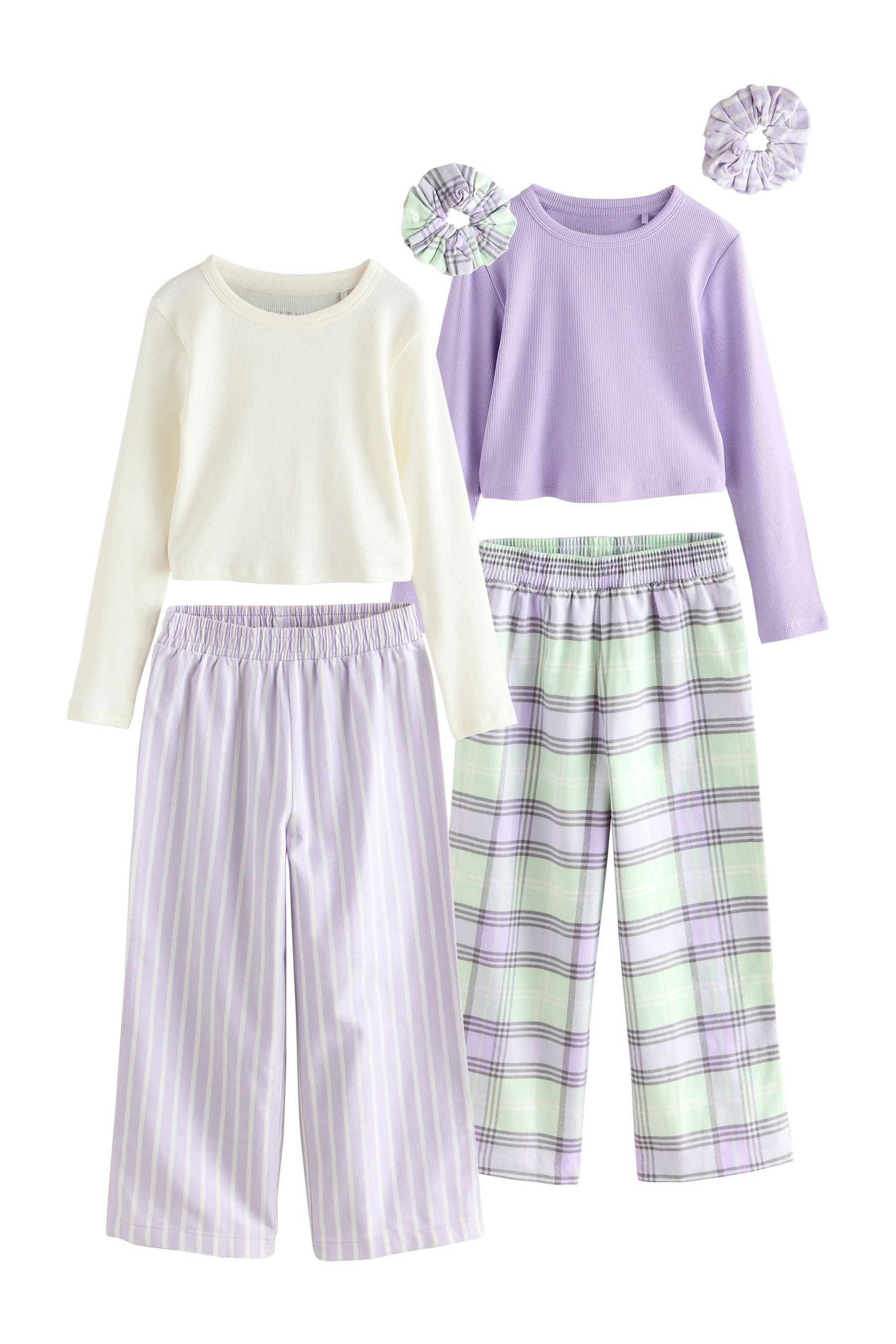 Next Pyjama 2er-Pack gewebte Schlafanzüge mit Haarbändern (4 tlg)