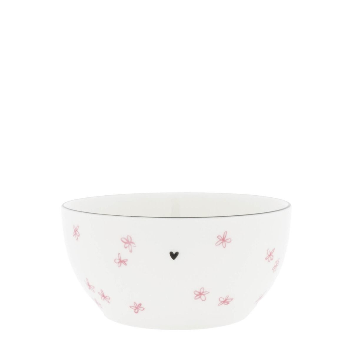 Bastion Collections Müslischüssel Schale Watercolour Rosa Blumen – Keramik-Bowl 14 cm, Weiß/Rosa, Spülmaschionengeeignet