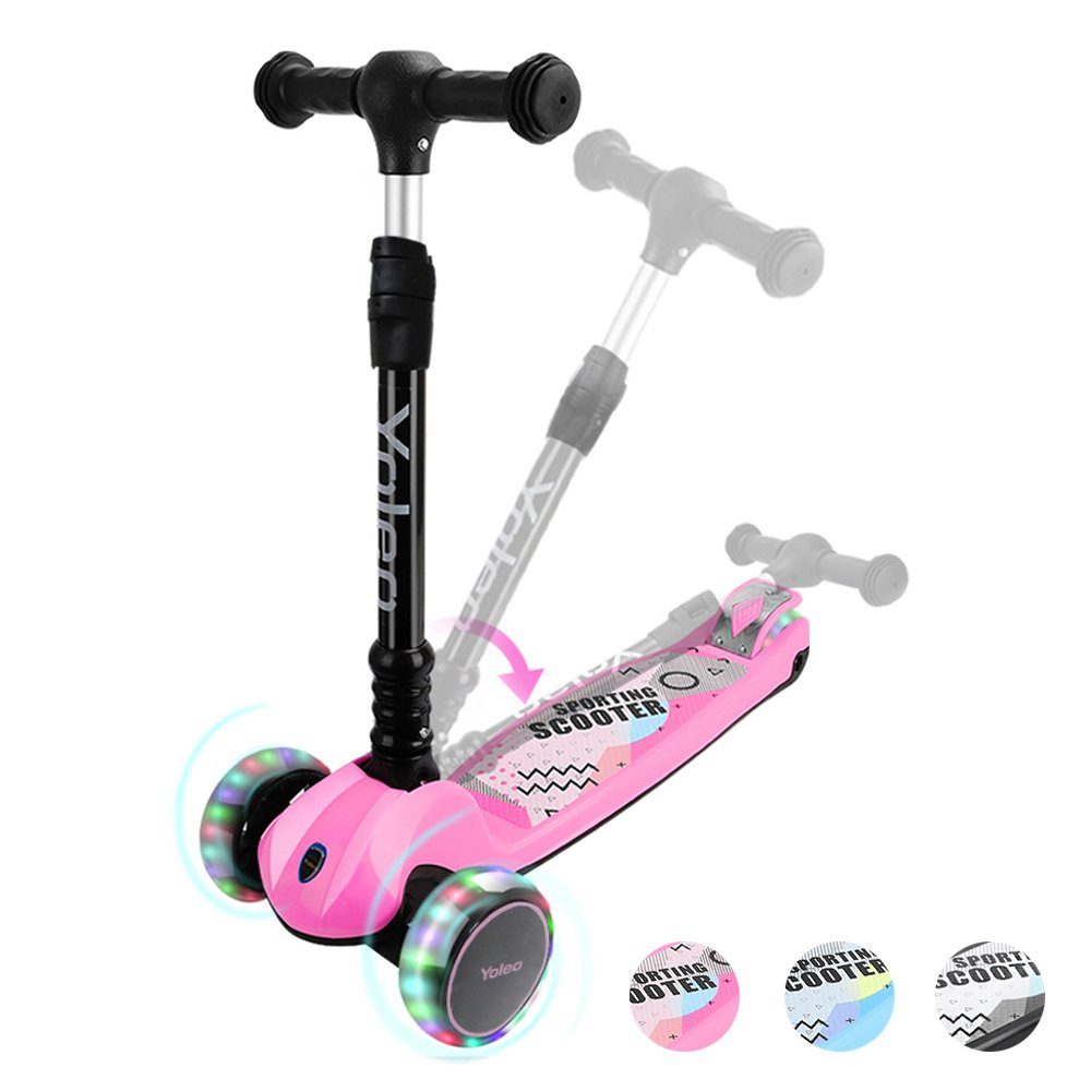 YOLEO Scooter Faltbarer Kinderoller Kinderscooter Dreiradscooter ab 3 Jahre