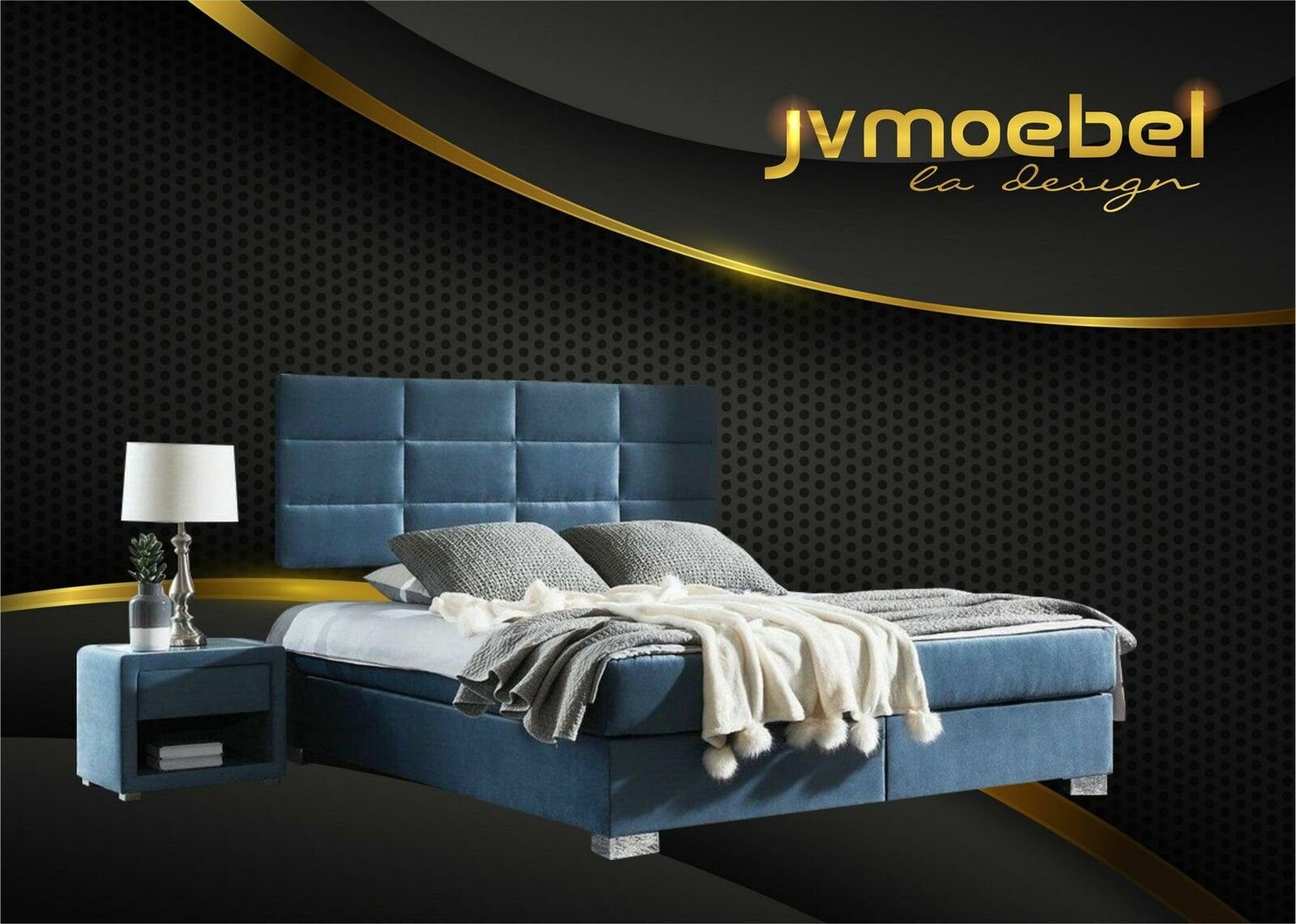 JVmoebel Bett, Bett Textil Schlafzimmer Design Möbel Moderne Betten Bettgestell Blau