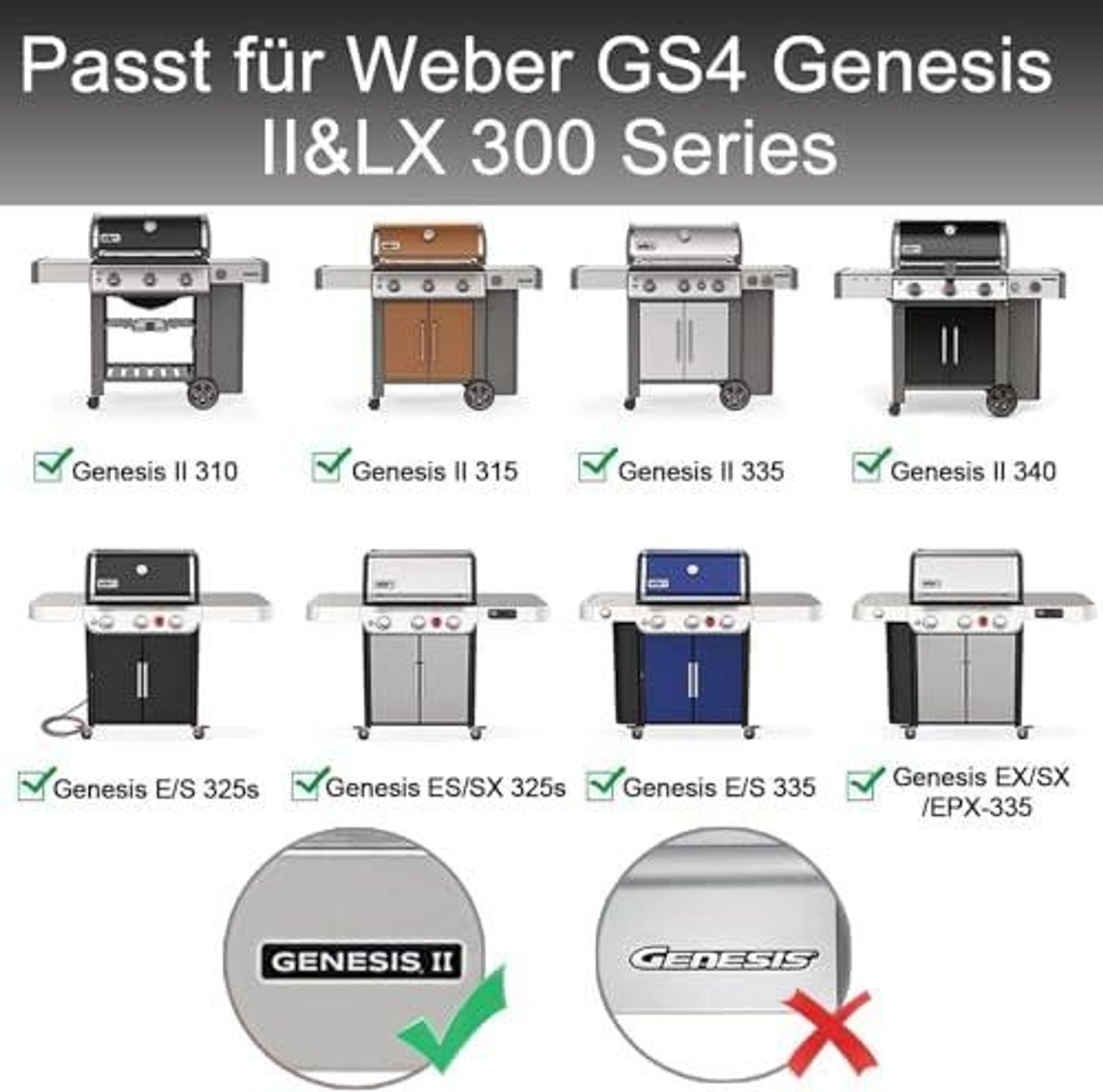 FELIXLEO Grillabdeckhaube Passend für Weber Genesis GS4 E-310 E-315 E-330 E-335 S-340 Modelle