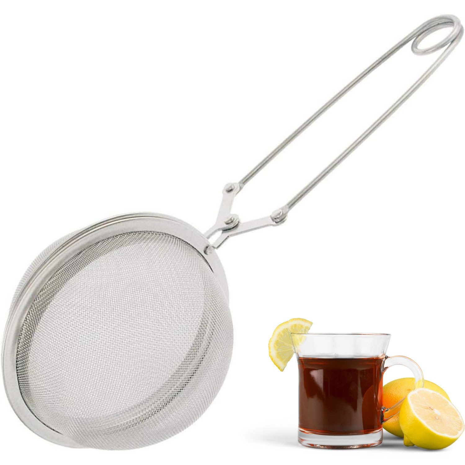 WESTMARK Teesieb Teatime, ø 7,5 cm, Länge 18,2 cm, Rostfreier Edelstahl, Klappsieb, Edelstahl