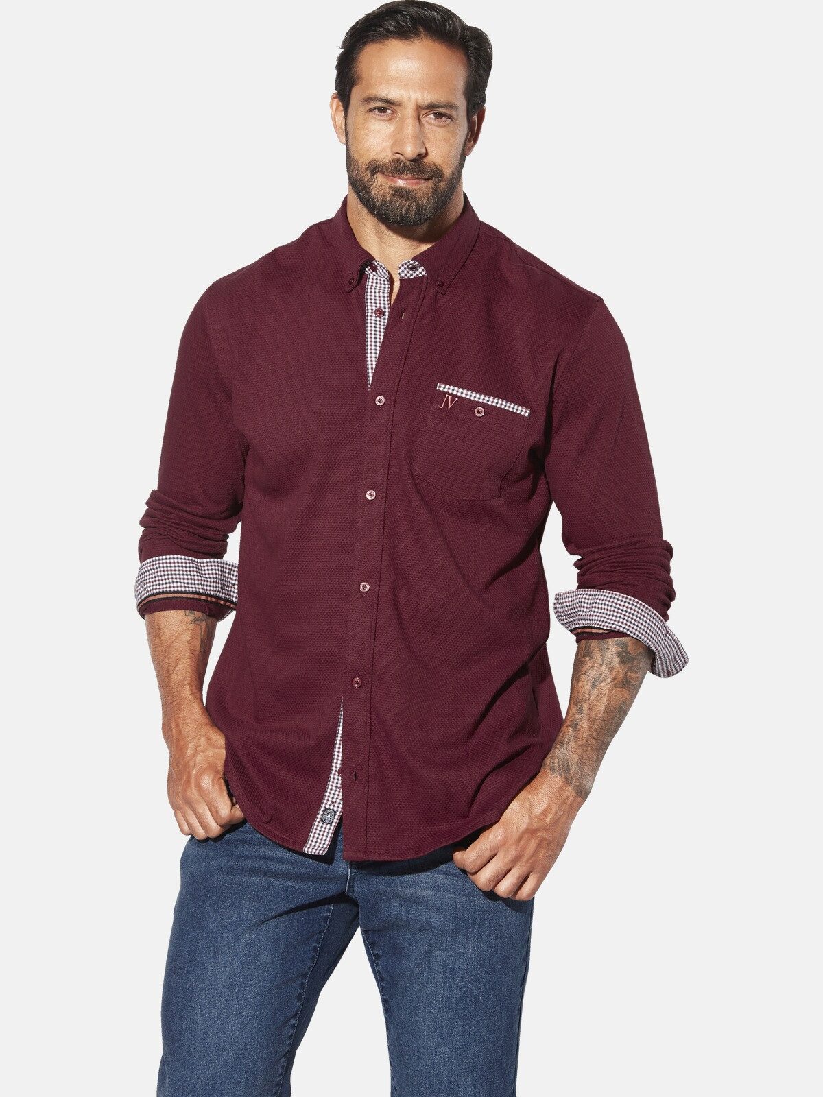 Jan Vanderstorm Langarmhemd KNUTHEIM mit bestickter Brusttasche