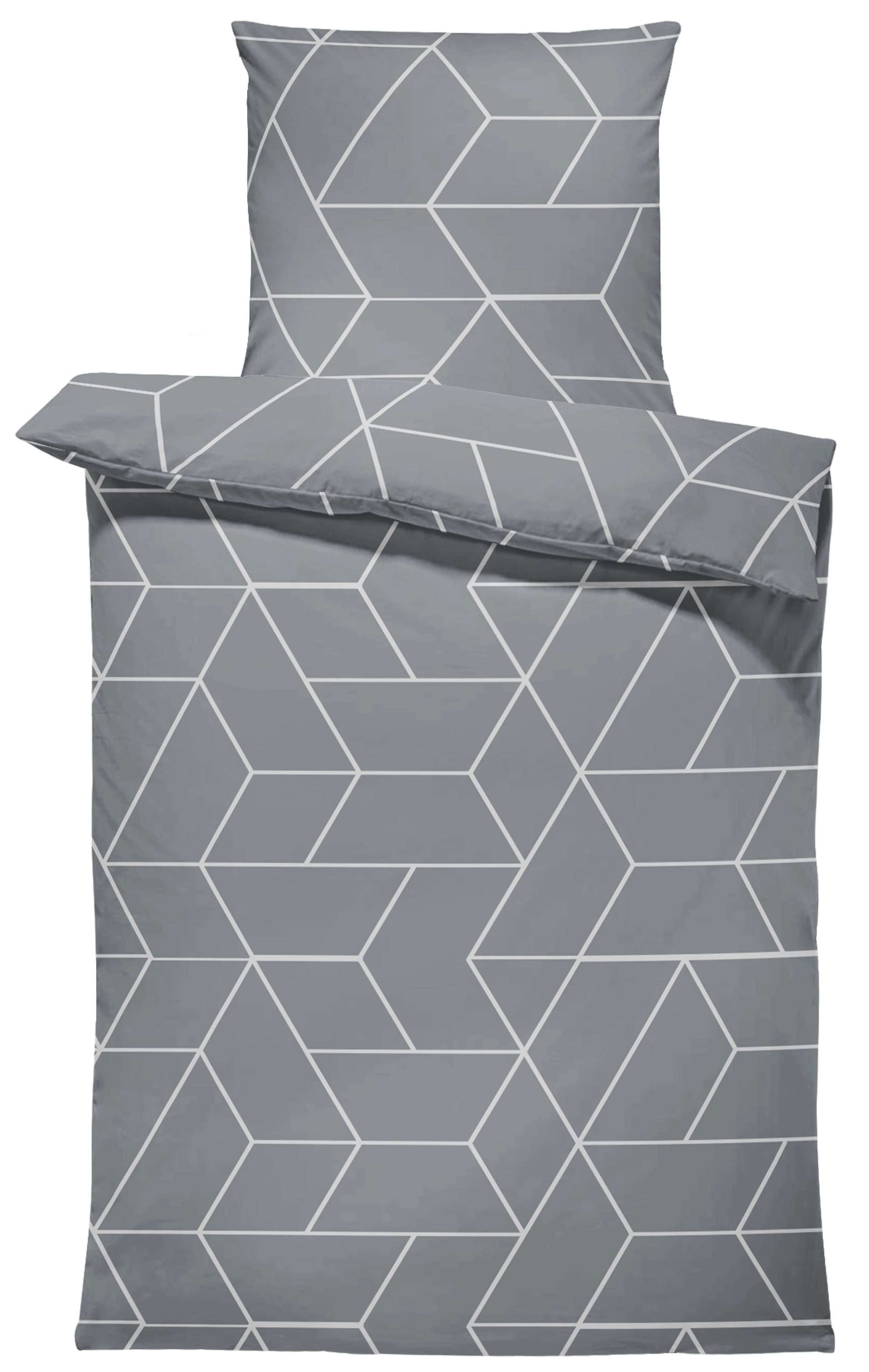 One Home Bettwäsche Winter, Biber, 2 teilig, geometrisch, kuschelig flauschig warme weiche Baumwolle