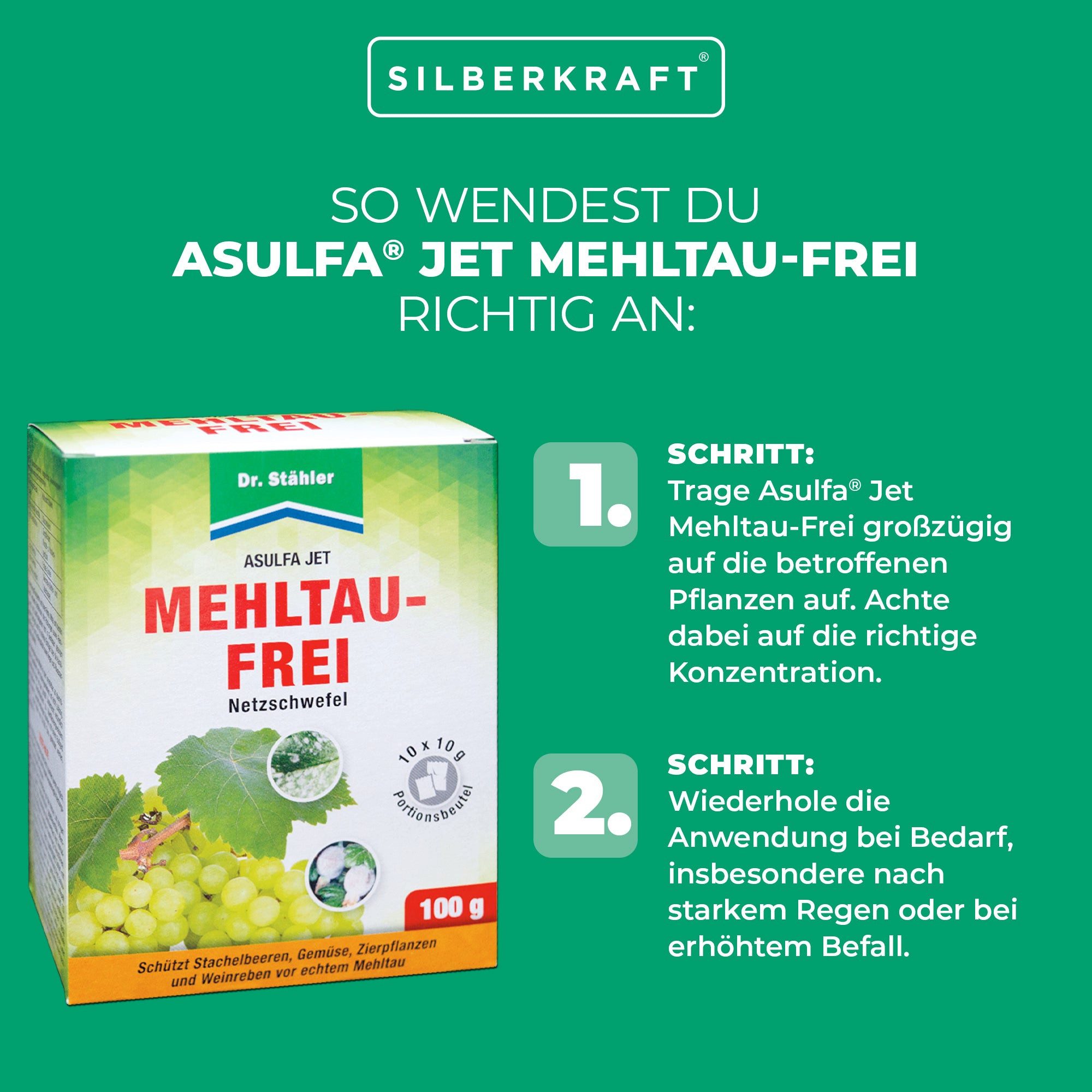Dr. Stähler Pflanzen-Pilzfrei Asulfa® Jet Mehltau-Frei: Effektiver Schutz gegen Mehltau und Milben, 100 g, 10-St., Netzschwefelhaltiges Mittel, Wirkt auch gegen Spinn- & Rostmilben