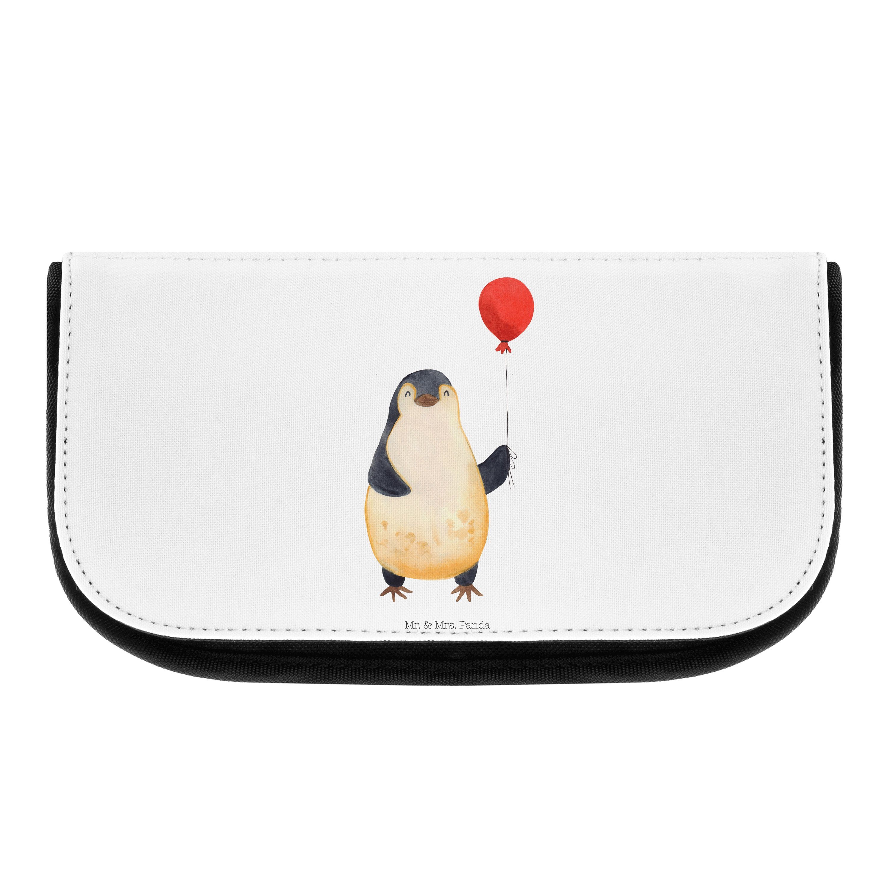 Mr. & Mrs. Panda Kosmetiktasche Pinguin Luftballon - Weiß - Geschenk, Kosmetikbeutel, Kulturbeutel, K (1-tlg)