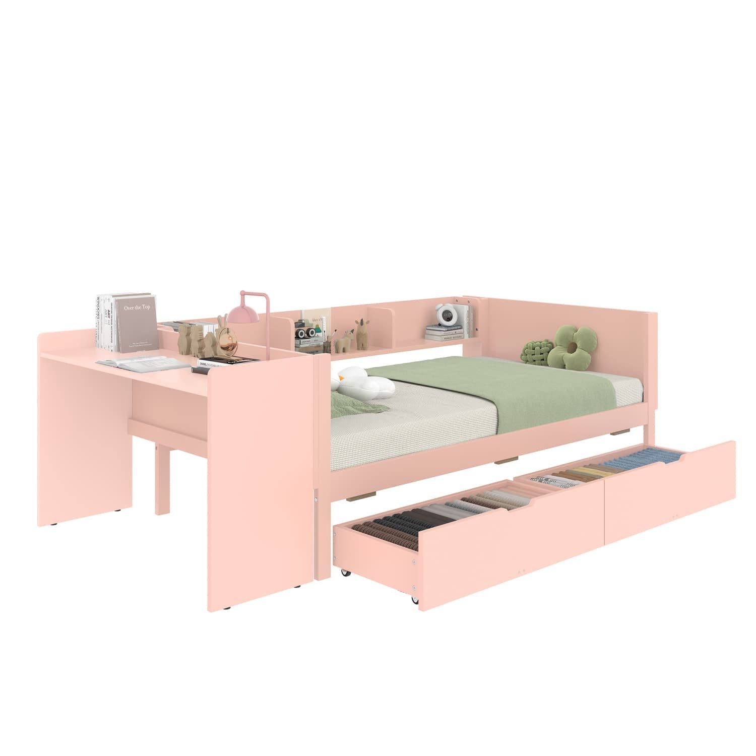 XDOVET Kinderbett Flachbett,Holzbett,Einzelbett,Kinderbett mit Schreibtisch günstig online kaufen