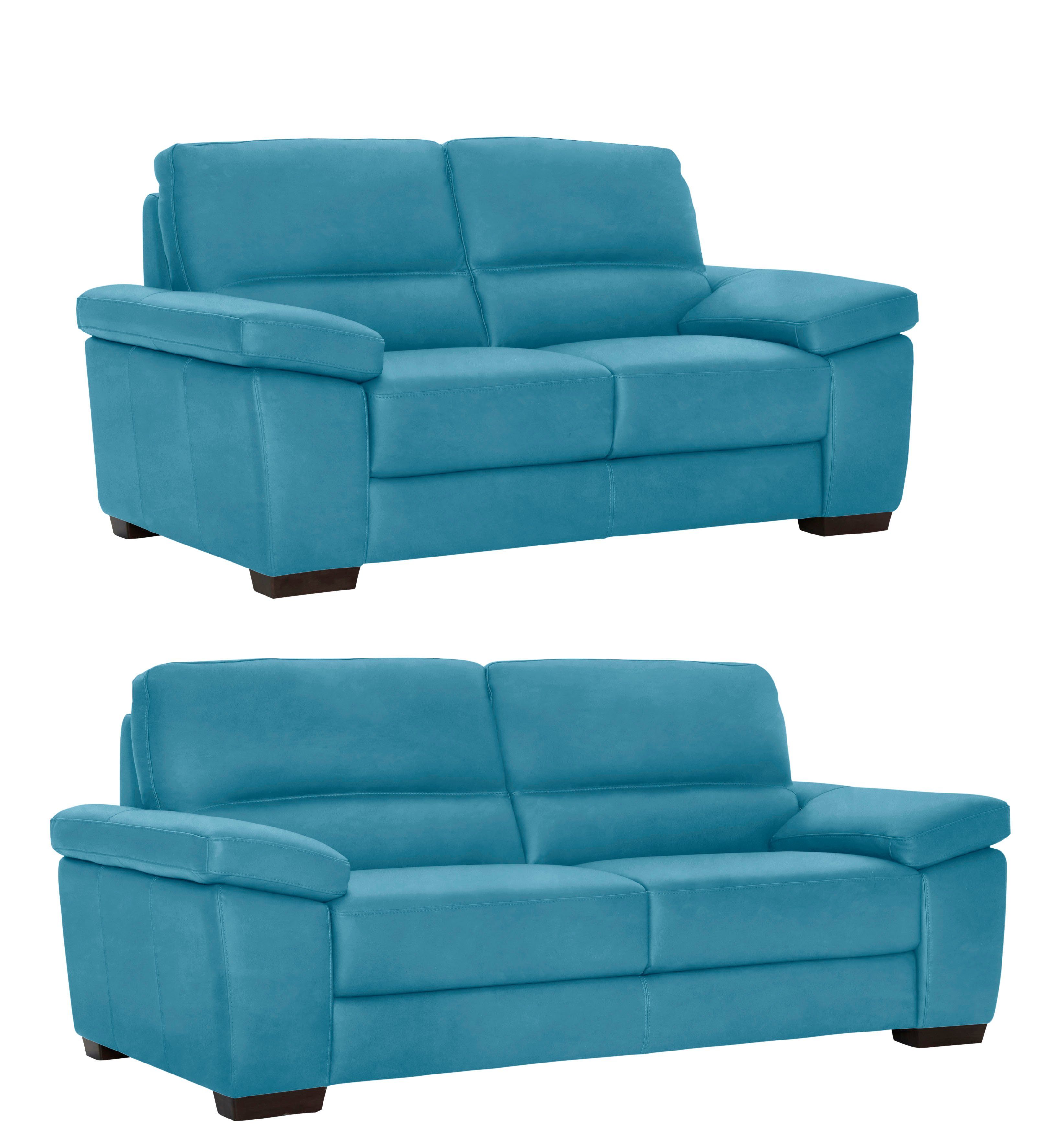CALIA und mit ITALIA turquoise (Set, Gaia, 3-Sitzer, Luxus-Microfaser Polstergarnitur aus 2-tlg), 2-Sitzer Garnitur bestehend