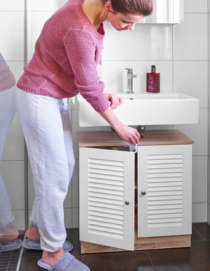 Casaria Waschbeckenunterschrank 60x30x60cm 2 Lamellentüren Badschrank Badezimmer Waschbecken