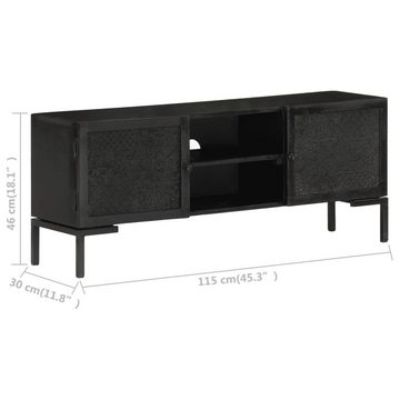 vidaXL TV-Schrank TV-Schrank Schwarz 115x30x46 cm Massivholz Mango Lowboard