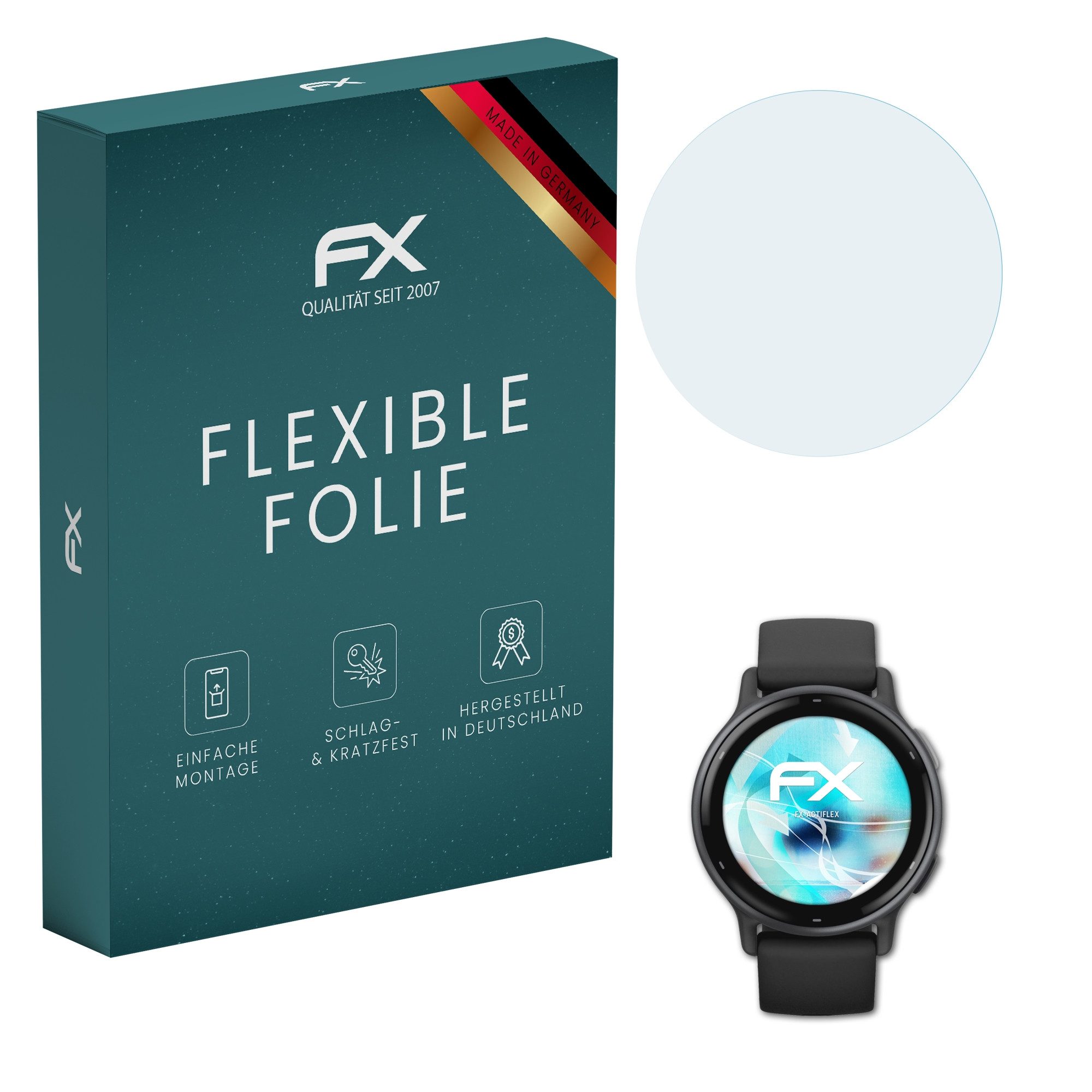 atFoliX Schutzfolie Displayschutzfolie für Garmin Vivoactive 5, (3 Folien), Ultraklar und flexibel