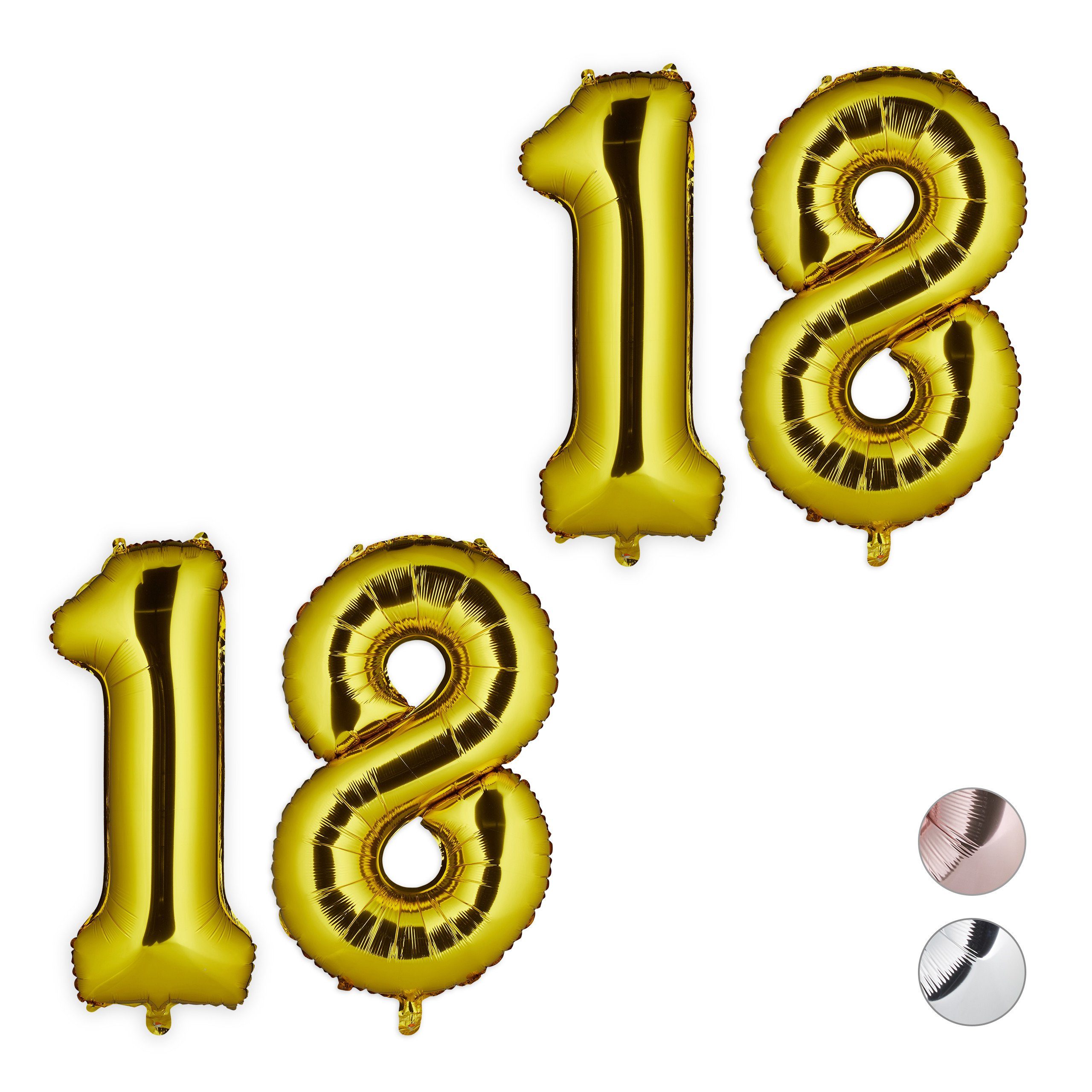 2x Folienballon Zahl 18 Geburtstag Luftballon Foil Balloon Riesenluftballon rosé 