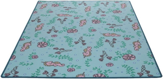 Kinderteppich »Meereswelt Seepferdchen«, Living Line, rechteckig, Höhe 7 mm, Velours, Motiv Meerestiere, Kinderzimmer-Otto