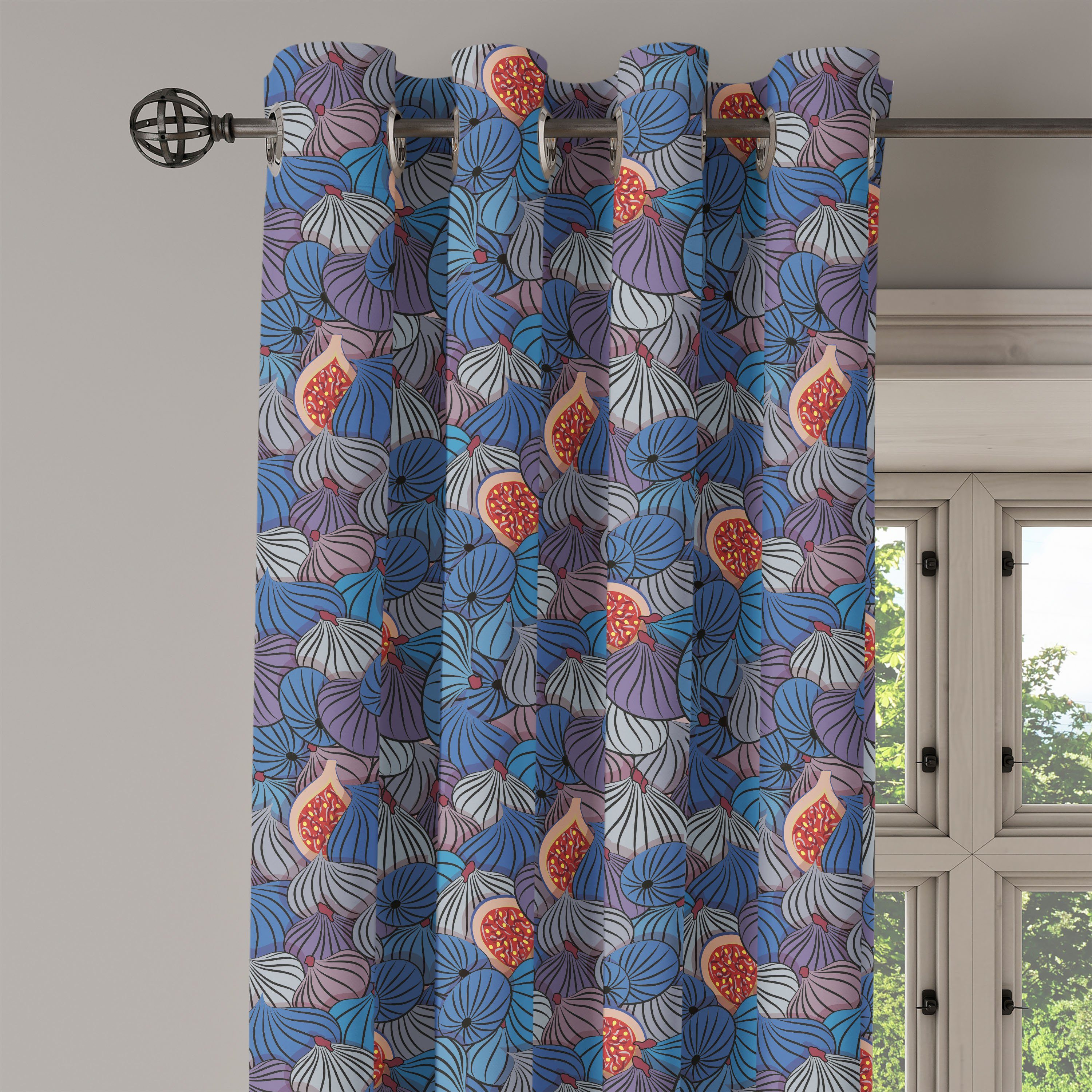 Dekorative Abakuhaus, 2-Panel-Fenstervorhänge Schlafzimmer Gardine Frucht-Muster-Frühling Obst Wohnzimmer, für Fig
