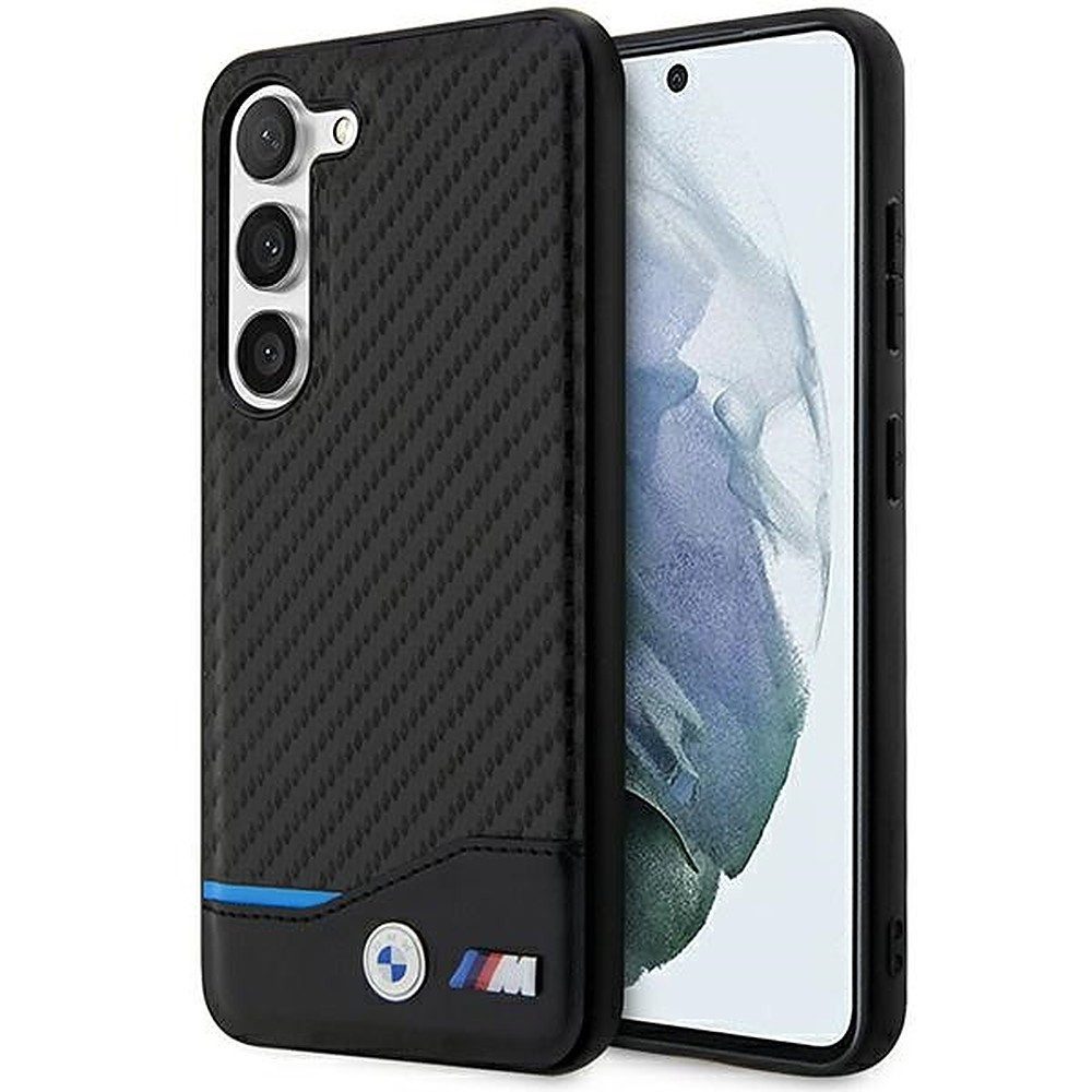 BMW Handyhülle Carbonoptik Schutzhülle Case, Carbon-Optik, Echtleder-Details, stabiles Hardcase