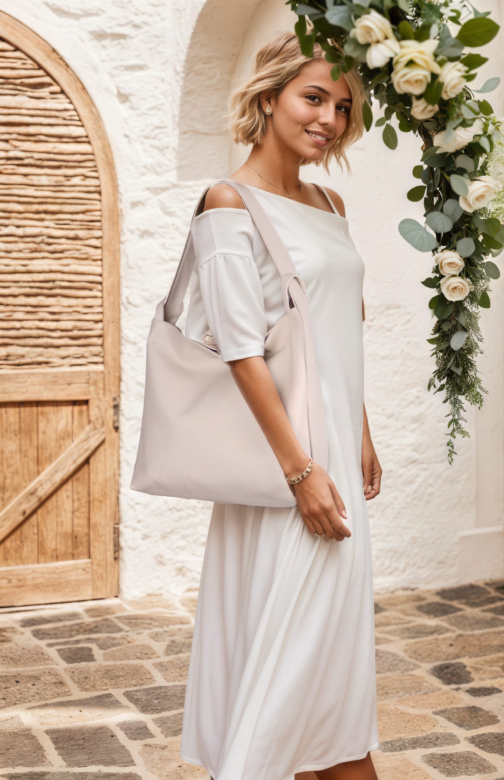 MIRROSI Beuteltasche aus Echtleder, Made in Italy, Shopper Tasche auch als günstig online kaufen