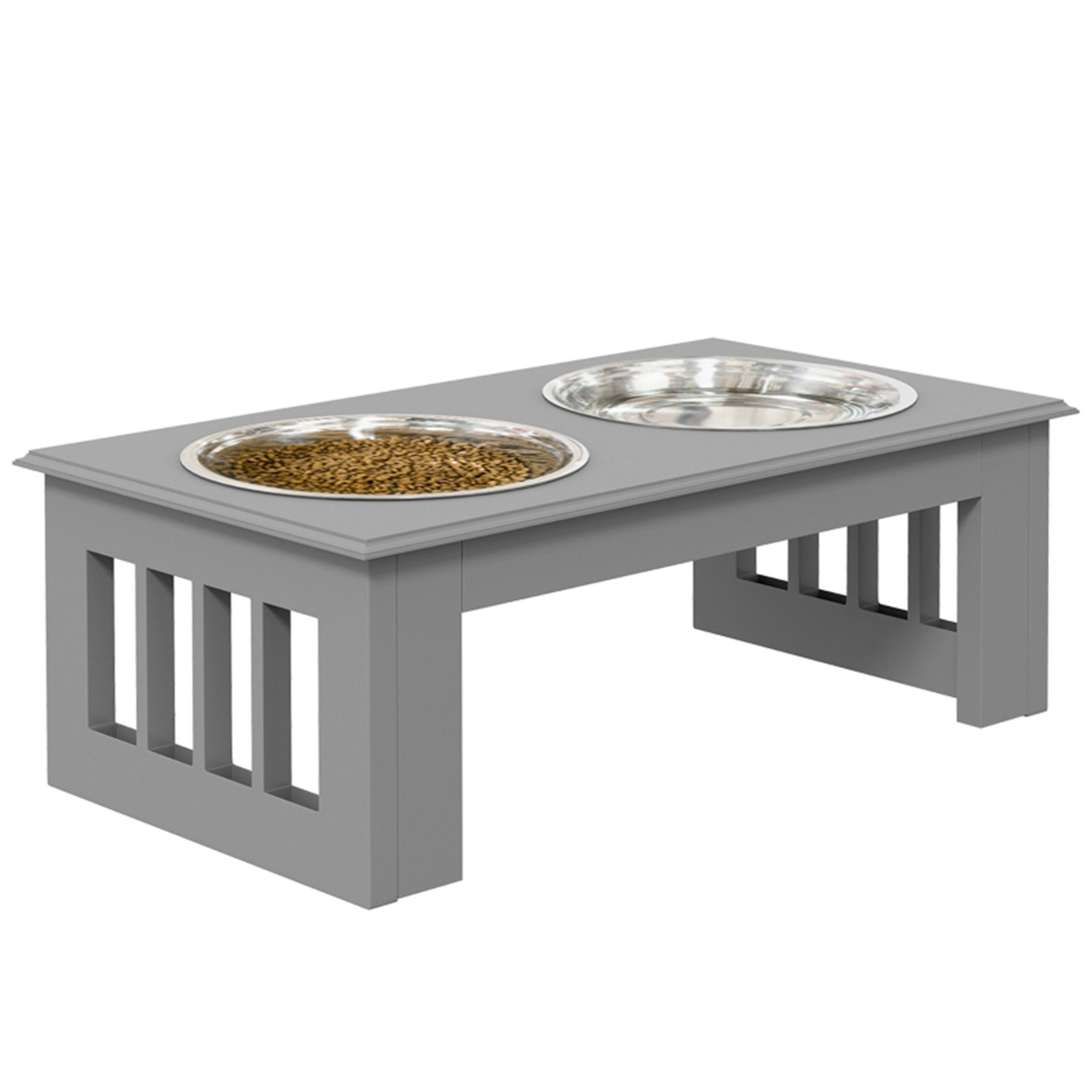 MC Star Futterstation Hunde-Futterstation, rutschfest, 44x24x15cm, Grau, 0,9L pro Napf