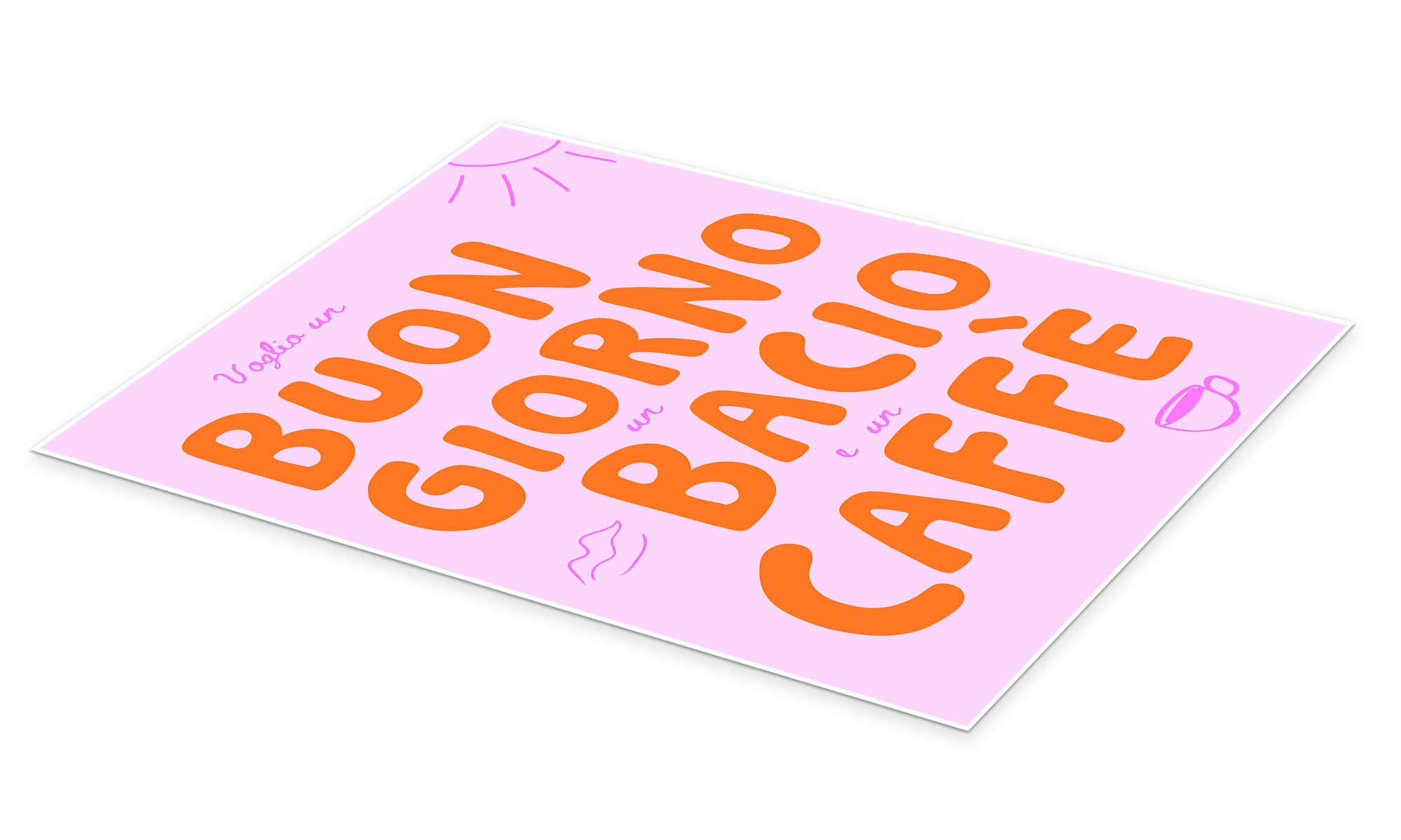 Posterlounge Wandbild Buongiorno, un bacio e un caffè, Ohkimiko, erhältlich als Poster, Leinwandbild, Wandsticker oder Acrylglasbild