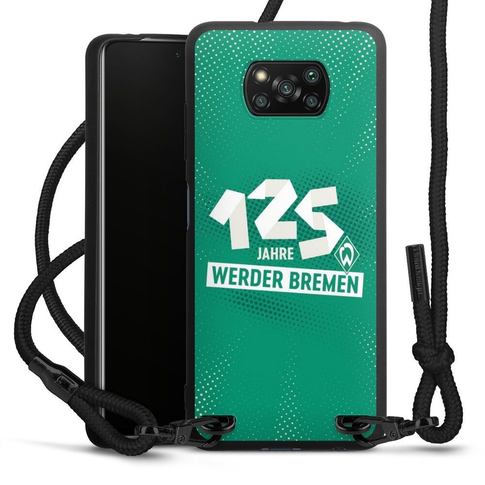 DeinDesign Handyhülle 125 Jahre Werder Bremen Offizielles Lizenzprodukt, Xiaomi Poco X3 nfc Premium Handykette Hülle mit Band Case zum Umhängen