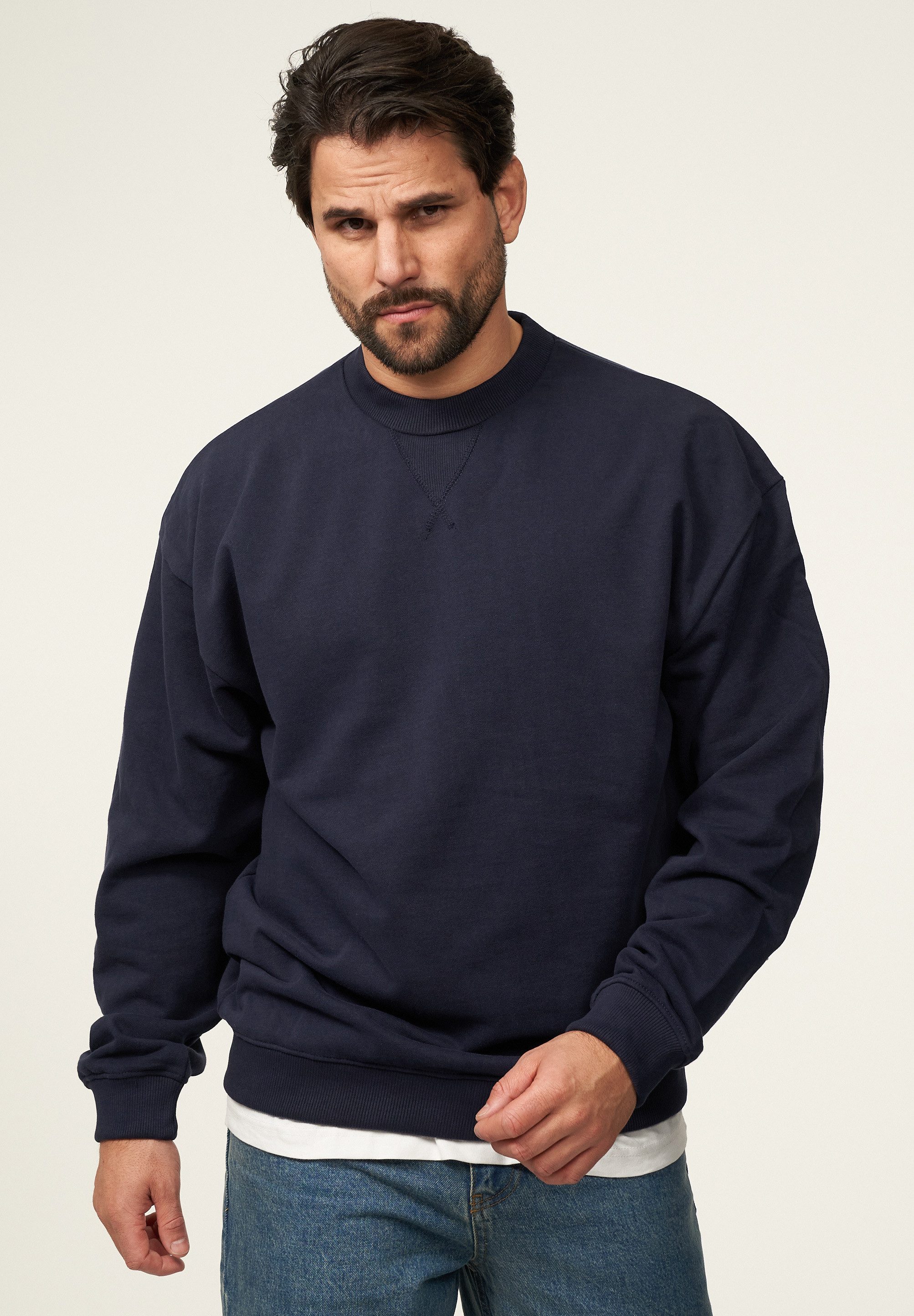 SOULSTAR Sweatshirt S2AGEO Herren Oversize Pullover mit Rundhals-Ausschnitt Crew-Neck Sweater