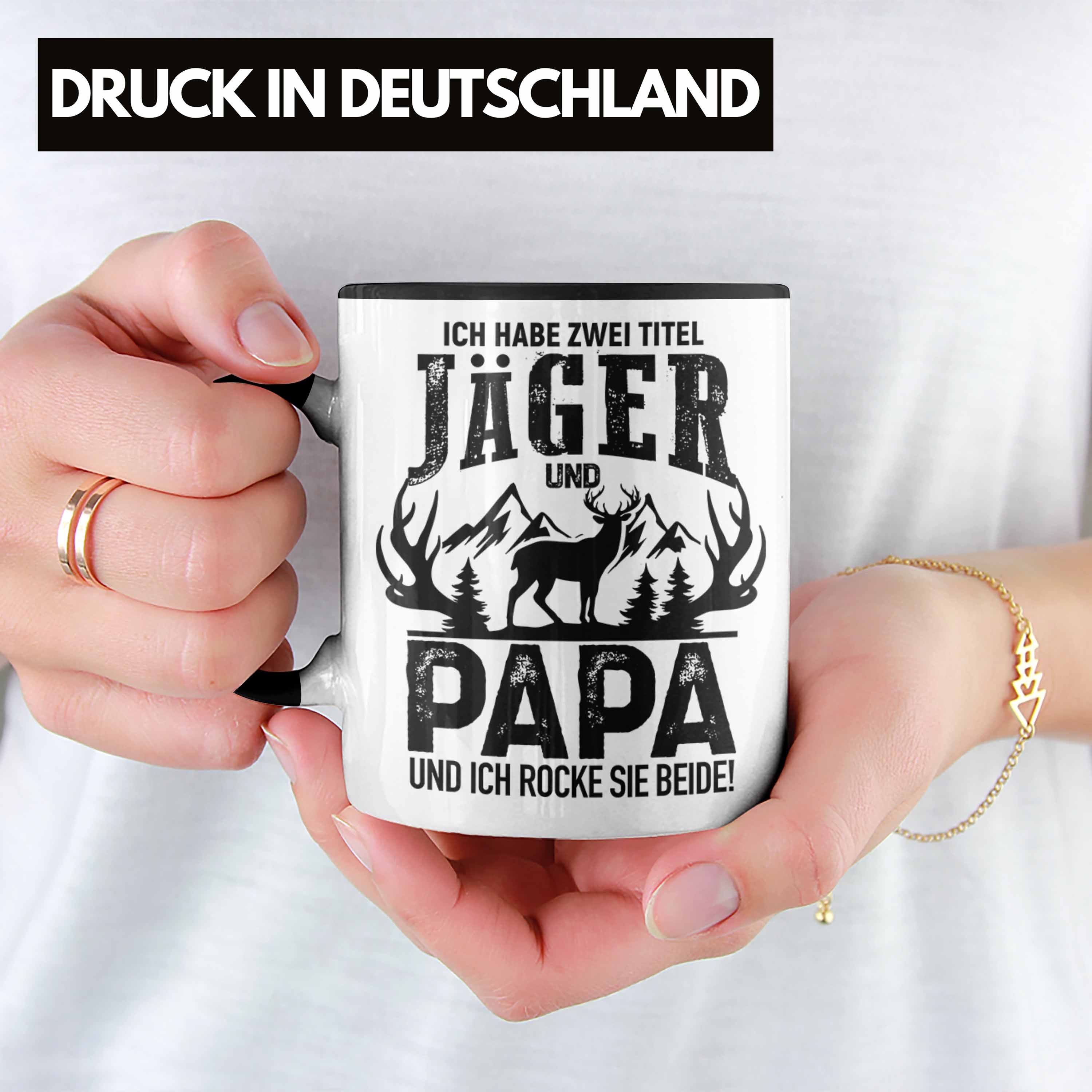 Trendation Tasse Trendation - Jäger Papa Geschenk für Geschenkidee und Tasse Vatertag Männer Jäger Schwarz Spruch