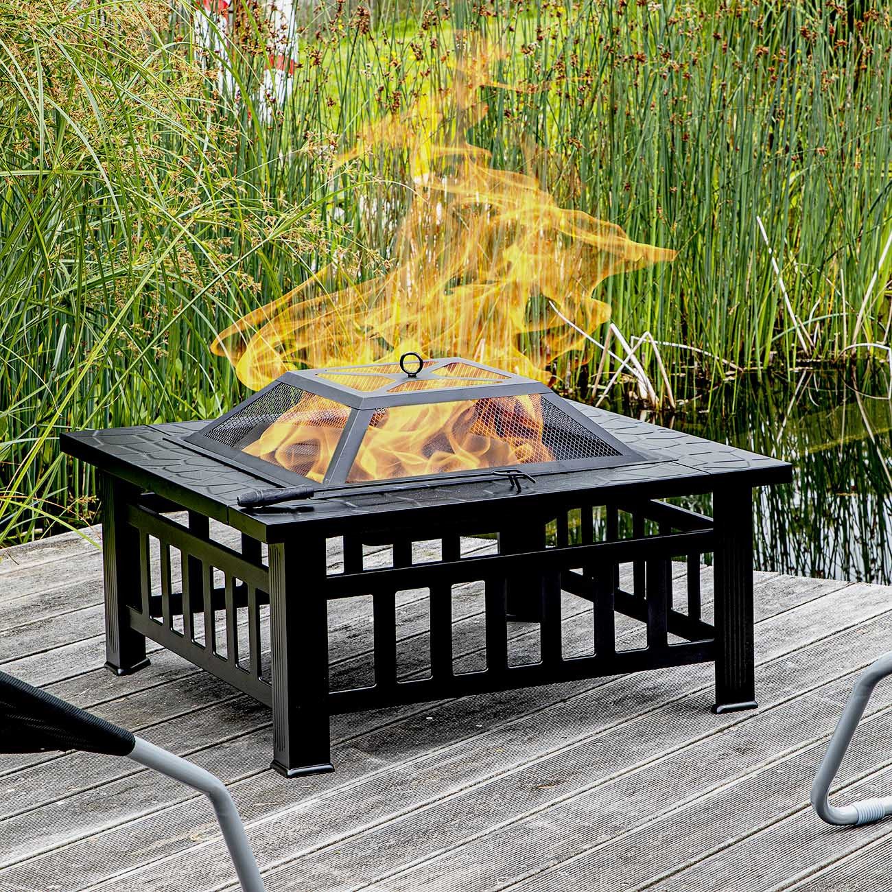 Bubble-Store Feuerkorb Terrassenofen, (Feuerstelle für Terrasse und Garten, Als Feuerstelle oder Grill nutzbar), Feuerkorb in dekorativer Steinoptik