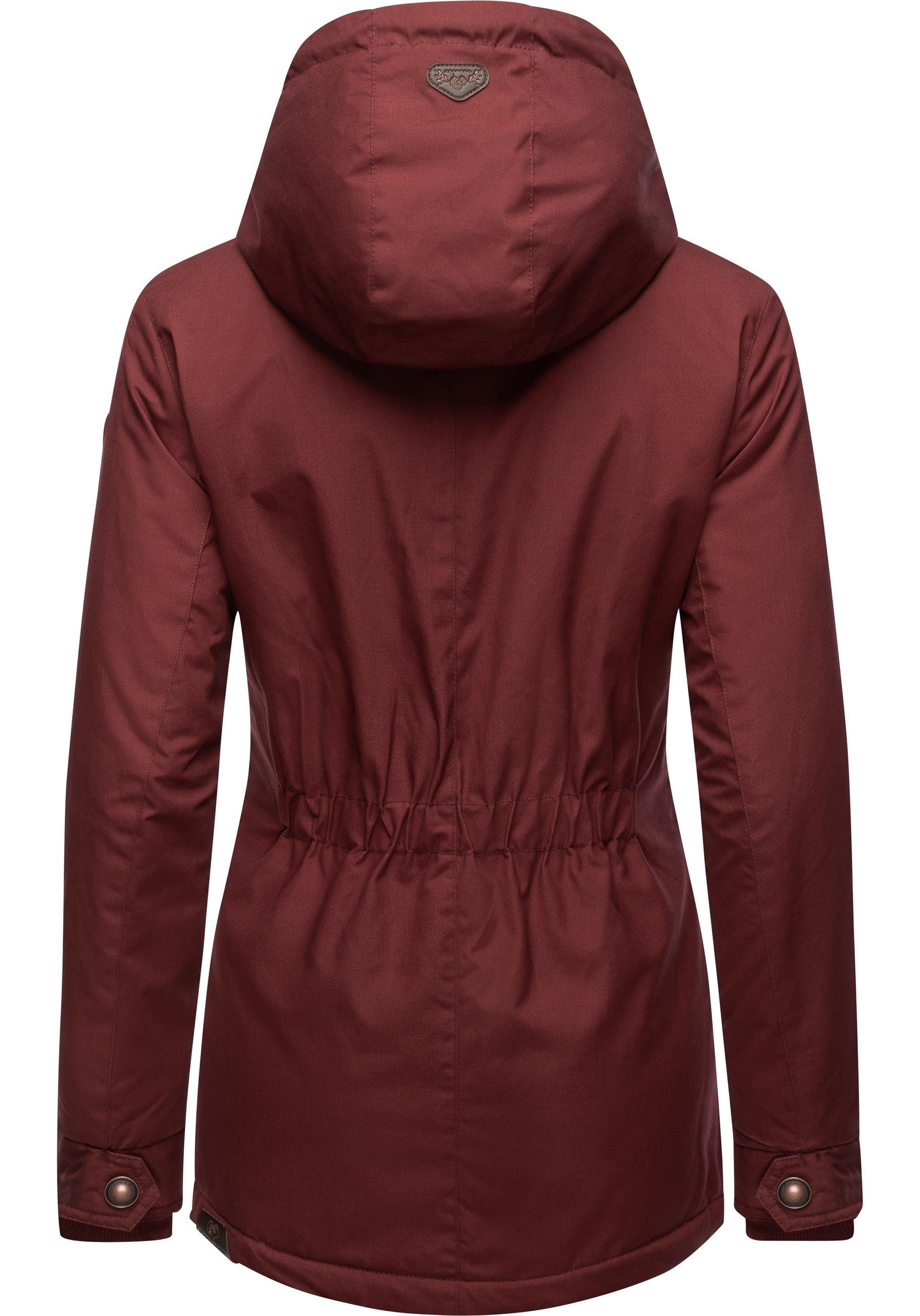 Ragwear Winterjacke Monade Damen Winterparka mit Kapuze und m. Fleece gefüttert