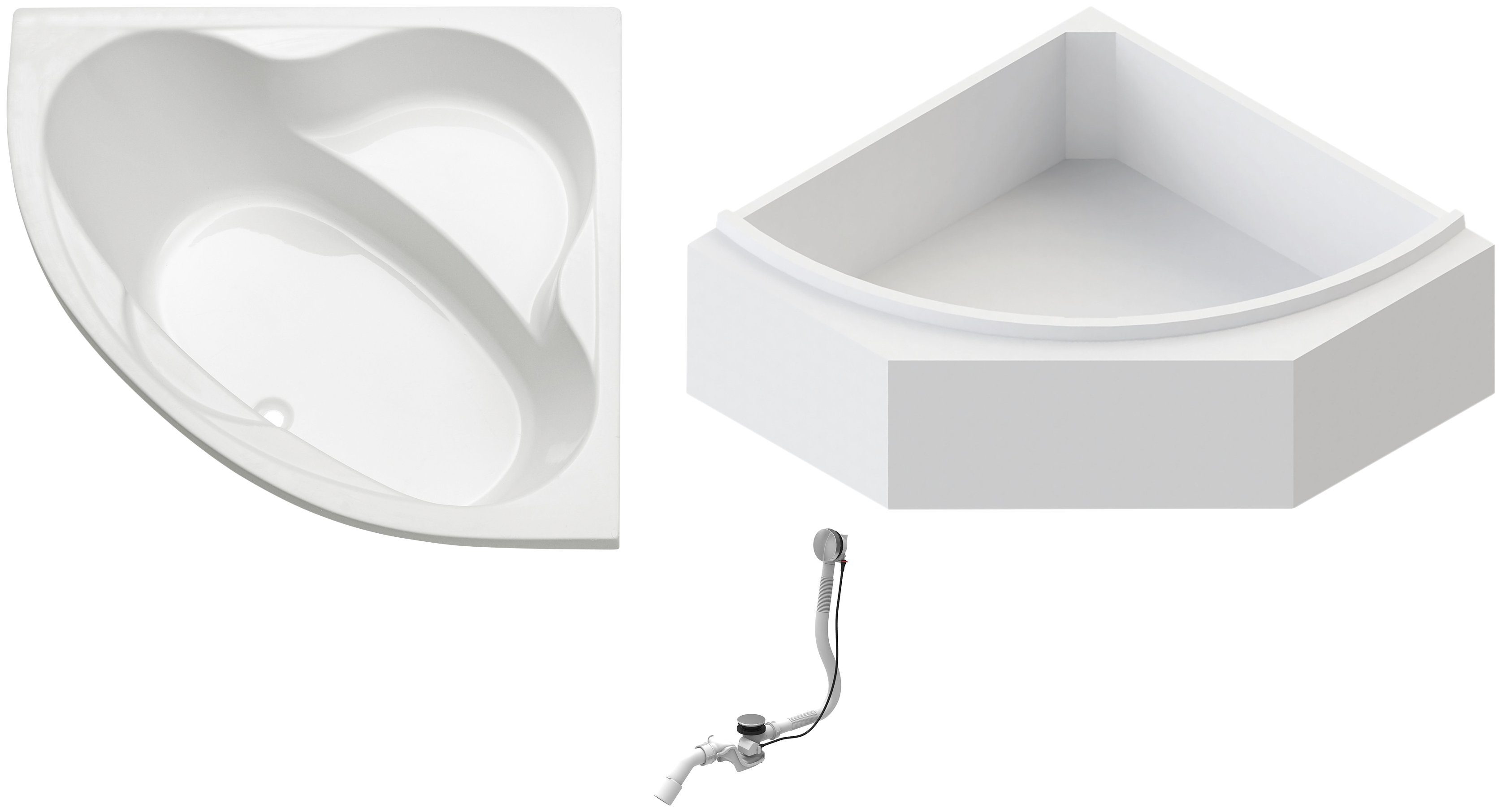 OTTOFOND Badewanne Set Eckwanne, (3-tlg), 1400 mm/420 mm, Eckwanne