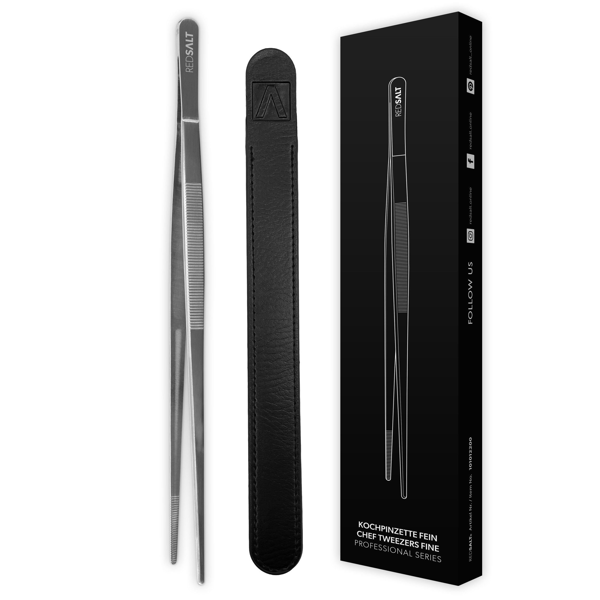 REDSALT® Kochpinzette Premium Küchenpinzette 30cm mit feiner Spitze spülmaschinenfest, Rostfreier Edelstahl in INOX 18/10 Qualität