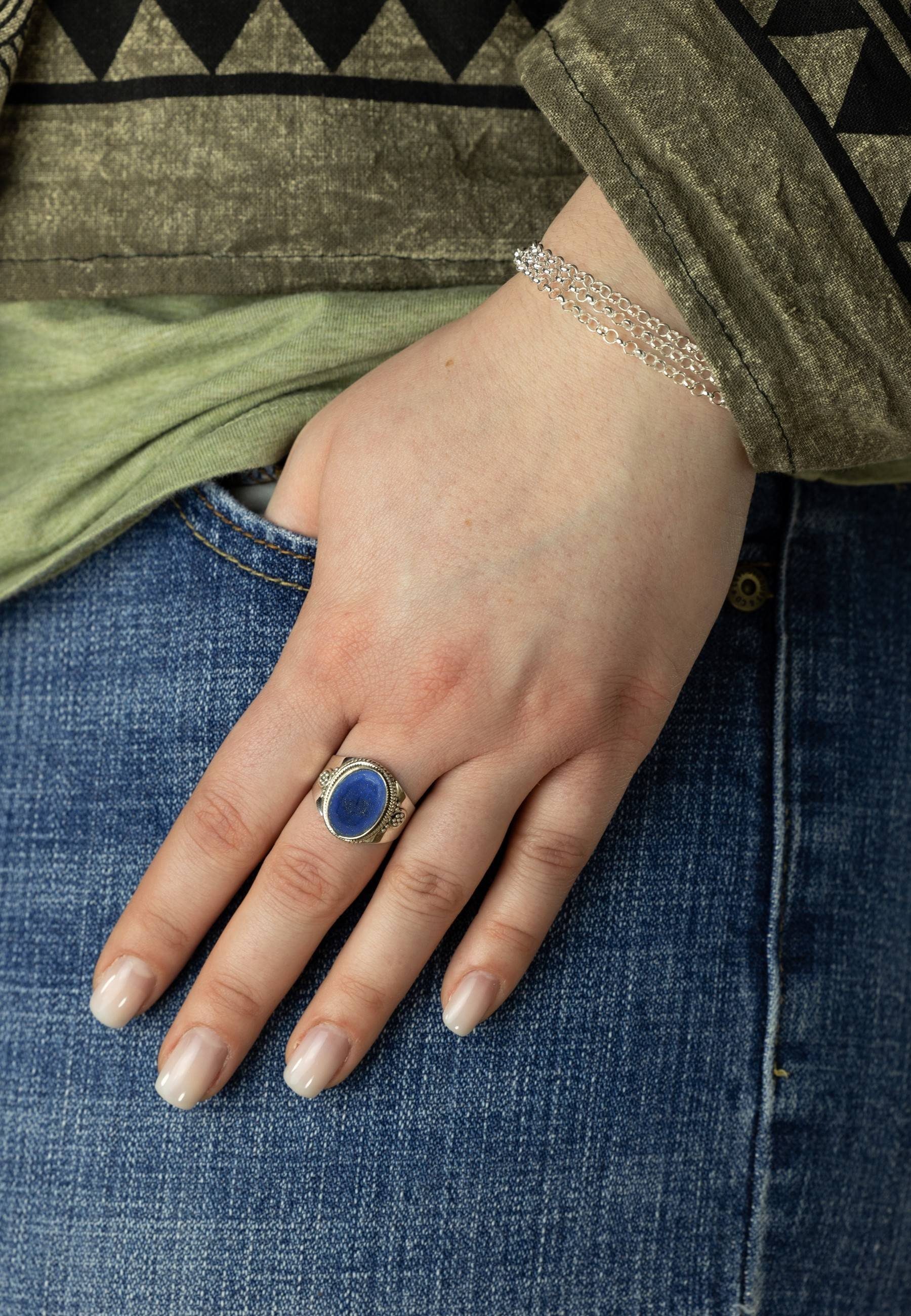 mantraroma Silber Silberring mit 925er Lapis Lazuli