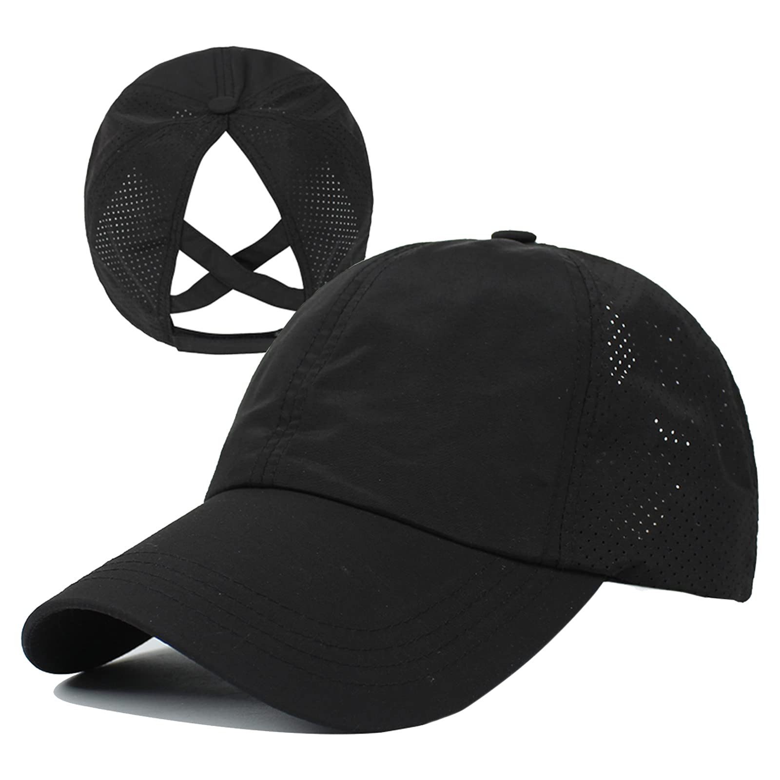 Zyronn Baseball Cap Baseballkappe für Damen mit überkreuzter Öffnung für den Pferdeschwanz Schnelltrocknende Trucker-Cap, geeignet für Outdoor-Sportarten.