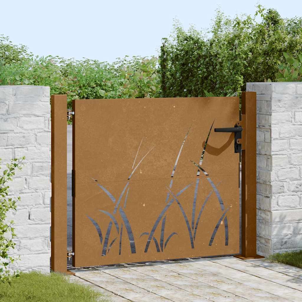 vidaXL Gartentor Gartentor 100x100 cm Cortenstahl Gras-Design