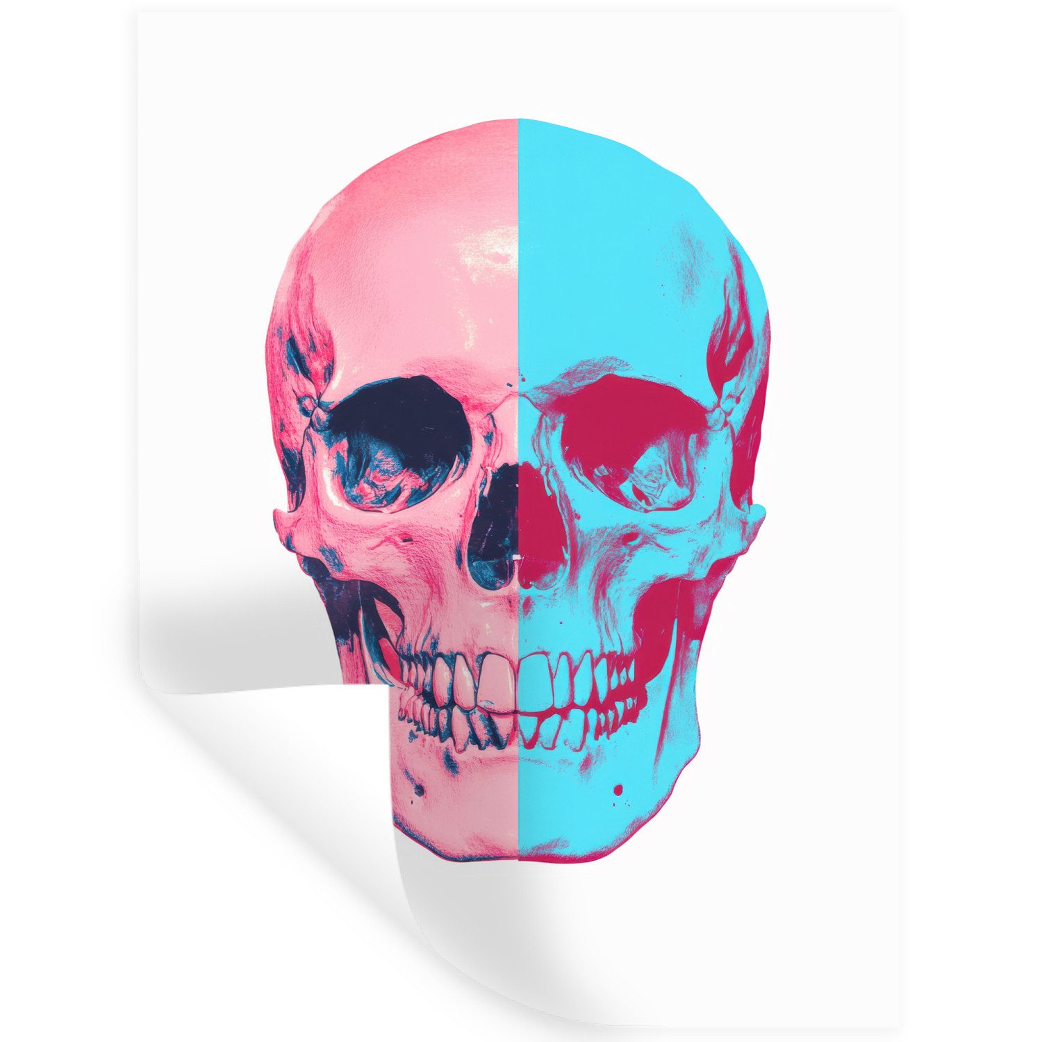 MuchoWow Wandsticker Totenkopf - Grafik - Rosa - Geteilt (1 St), Wanddeko, Aufkleber, Wandtattoo, 90x120 cm