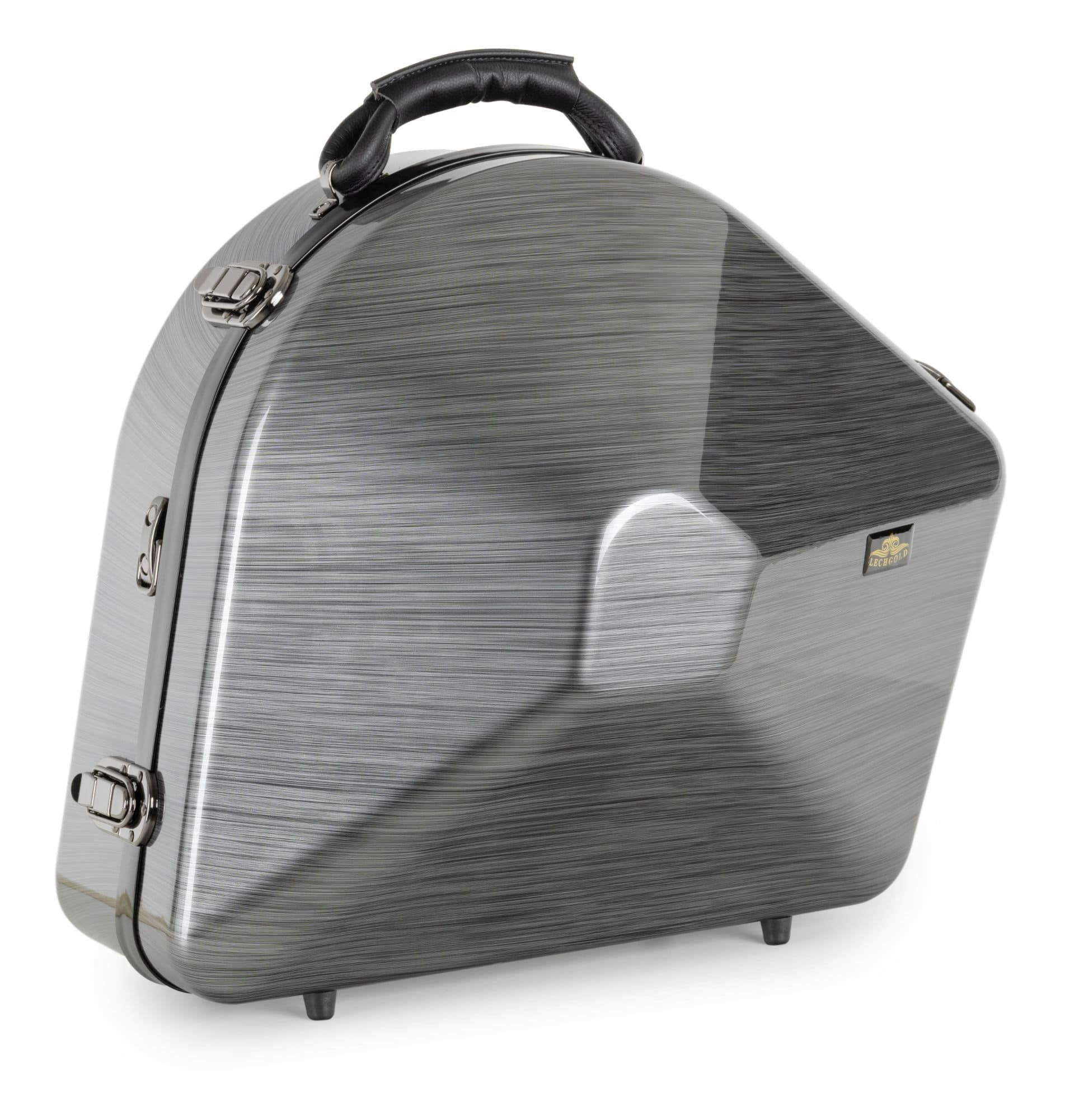 Lechgold schraubbares Waldhorn Deluxe Hardcase für Horn, wetterfester und wasserabweisender Koffer in Hochglanz-Carbon-Optik