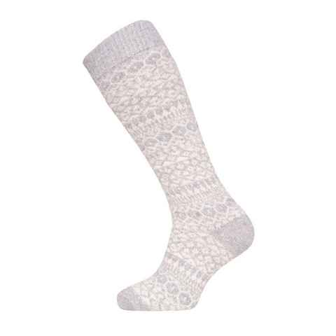 HomeOfSocks Kniestrümpfe 70% Lammwolle Kniestrumpf Jacquard Wollsocken Extra Warm Hygge Feine und strapazierfähige Lambswool Kniestrümpfe