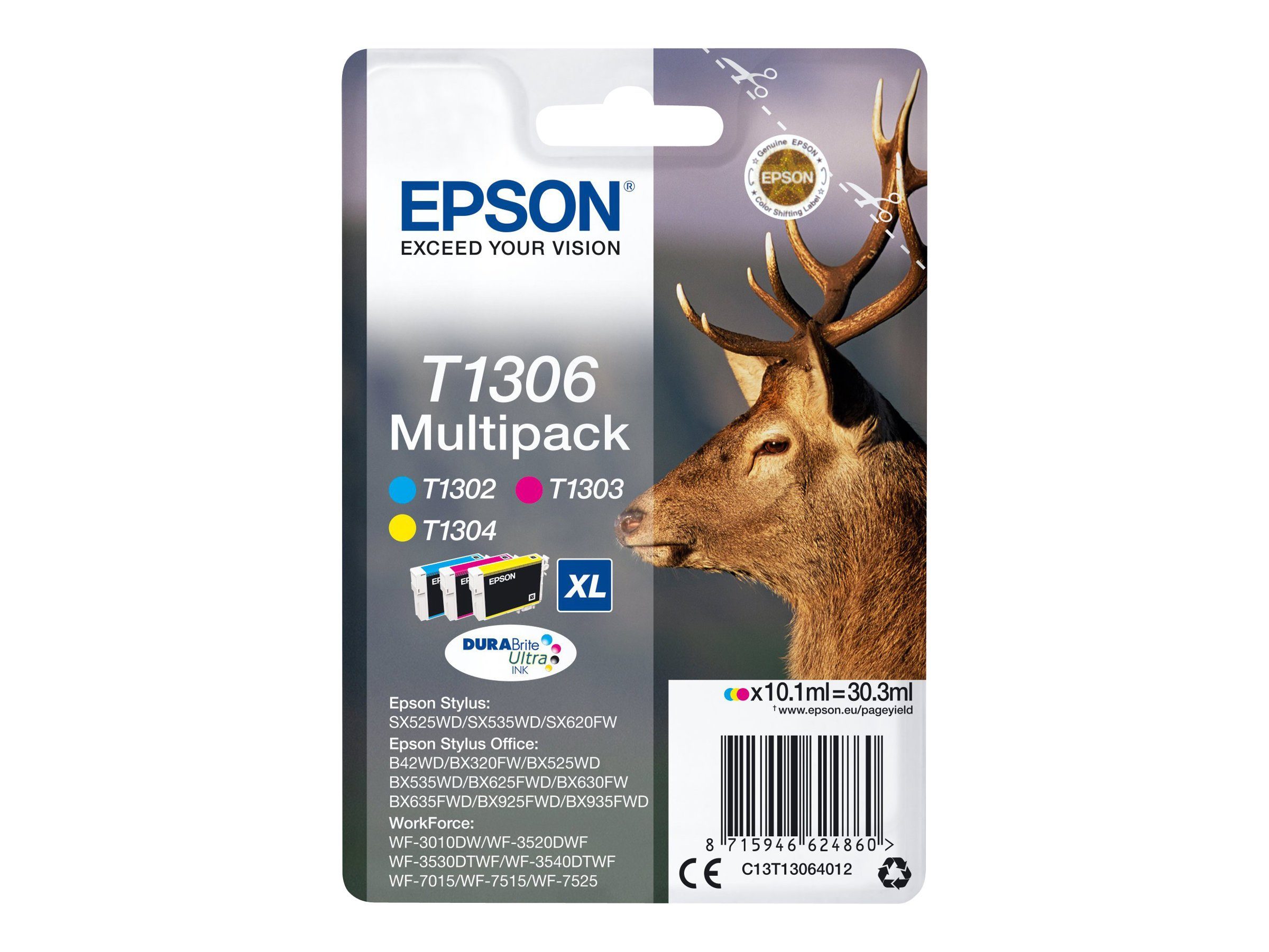 EPSON T1306 Multipack 3er Pack XL Gelb, Cyan, Magenta Tintenpatrone Tintenpatrone