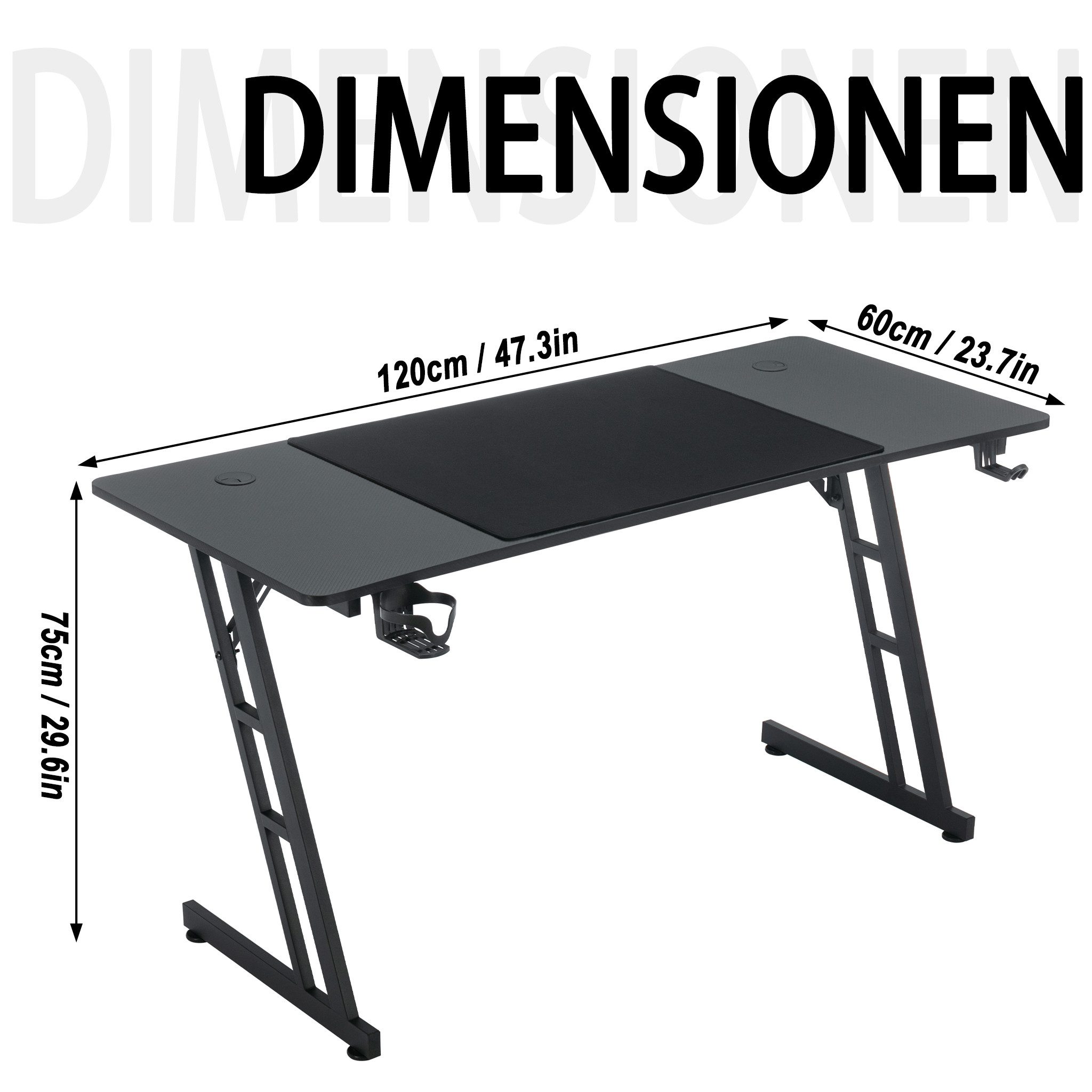 FIVMEN Computertisch Gaming Tisch Gaming Schreibtisch Kopfhörerhaken und Ge günstig online kaufen