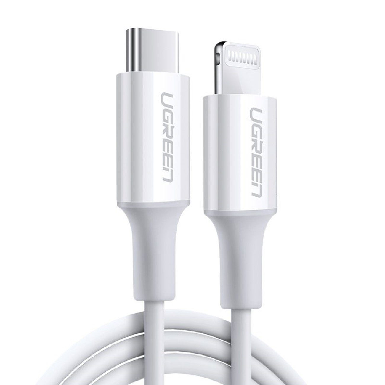 Ugreen Kabel USB Typ C - iPhone-Anschluss MFI 1m 3A 18W weiß Lightningkabel