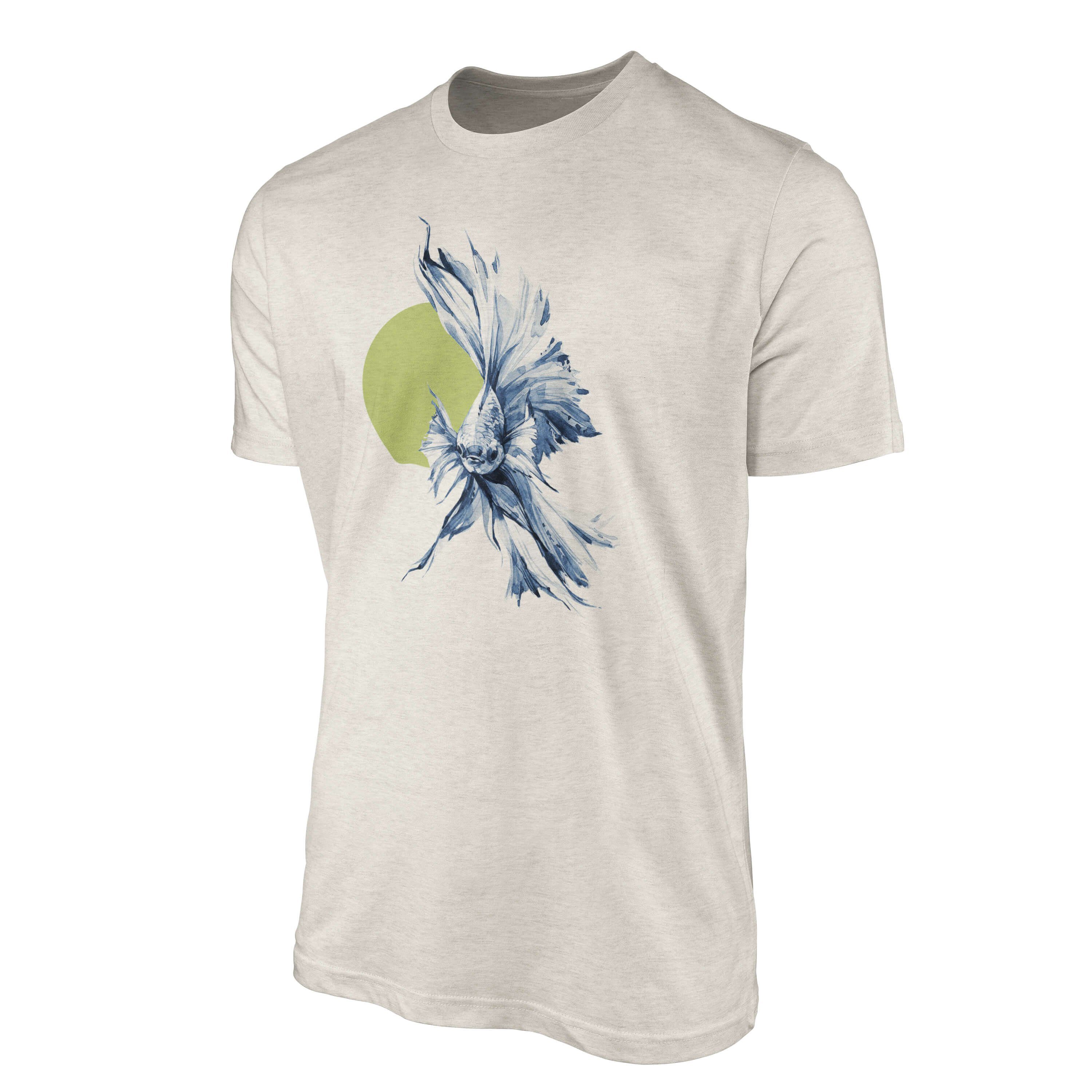Sinus Art T-Shirt Herren Shirt Bio-Baumwolle gekämmte Motiv T-Shirt Wasserfarben Ö schöner Nachhaltig Kampffisch (1-tlg) 100