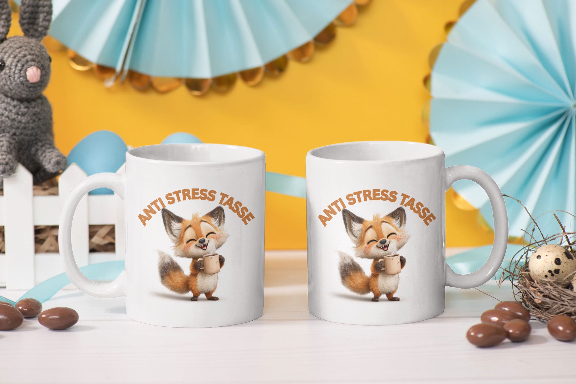 WS-Trend Tasse Anti Stress Fuchs Fox Kaffeetasse Teetasse Tasse Geschenkidee 325 ml, Keramik