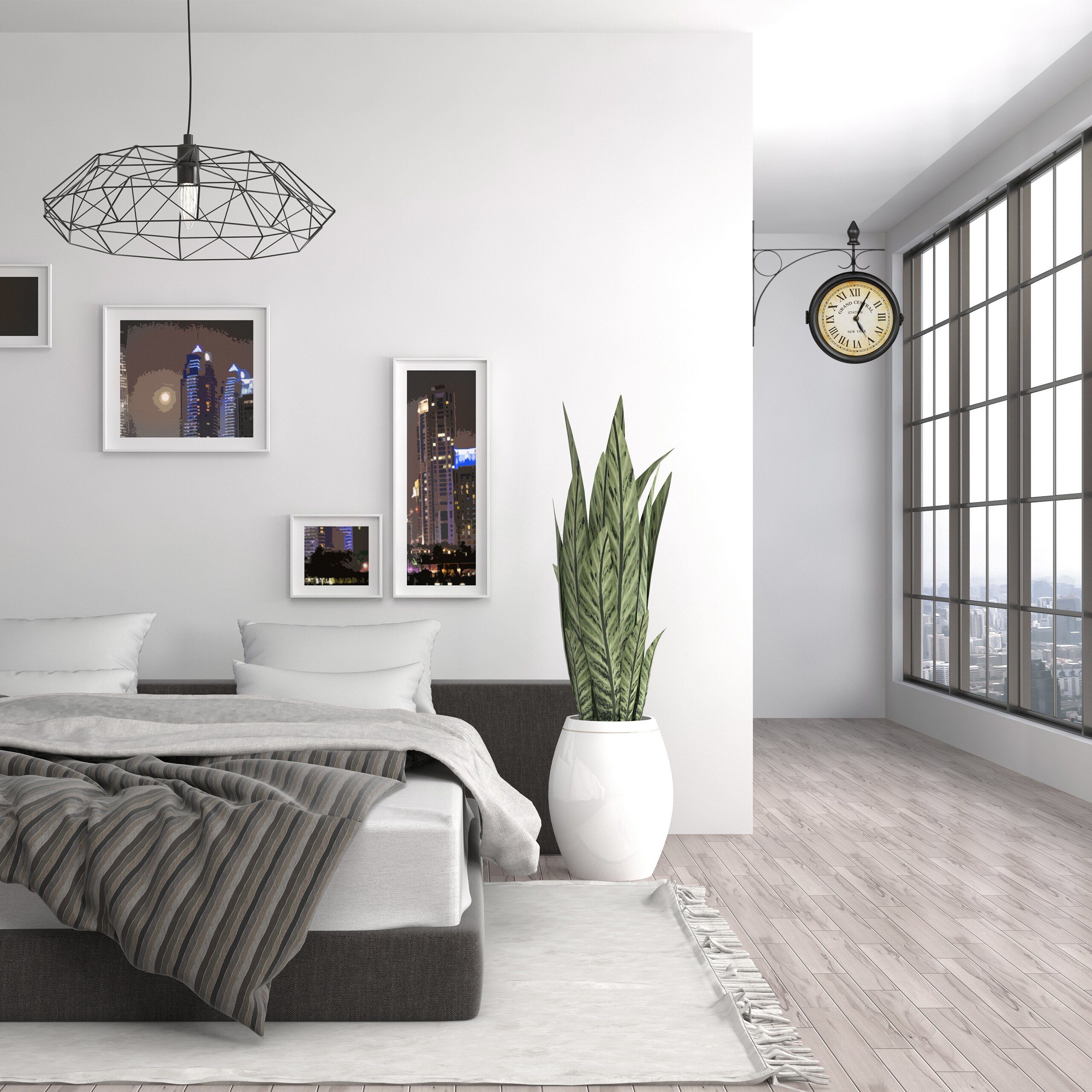 relaxdays Wanduhr Doppelseitige Bahnhofsuhr in Schwarz – Bild 5 von 5