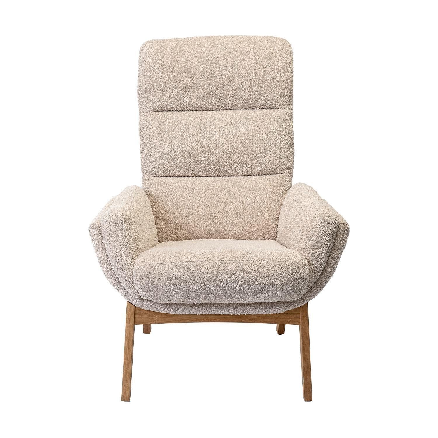Hjort Knudsen Sessel TORGEN, Beige, Teddystoffbezug, Eichenholzgestell, B 82 x H 104 x T 90 cm