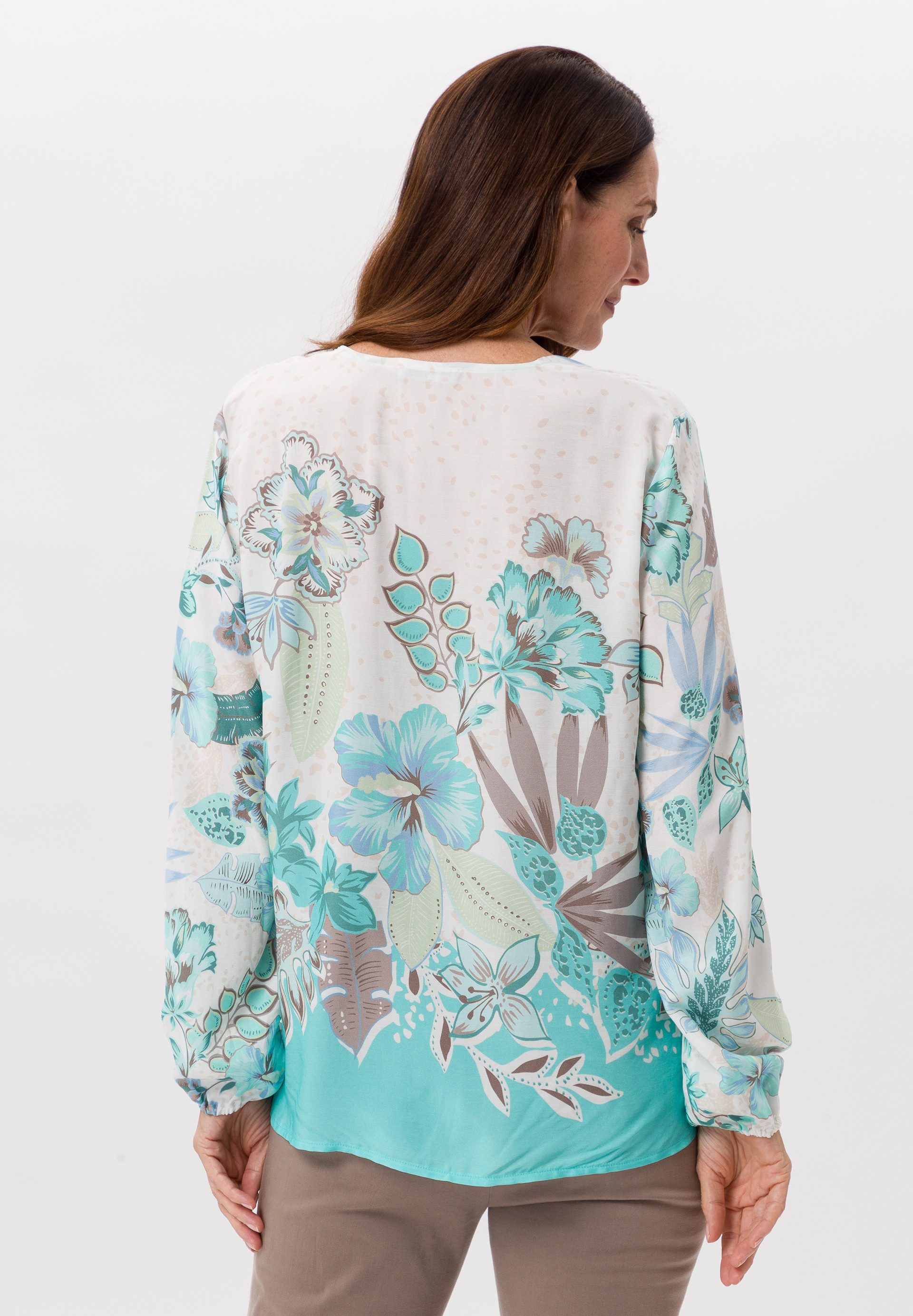 FRANK WALDER Klassische Bluse mit sommerlichen Panneauxprint