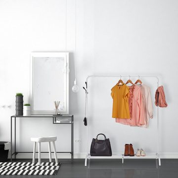 relaxdays Kleiderständer Kleiderständer mit Ablage & Haken, Weiß