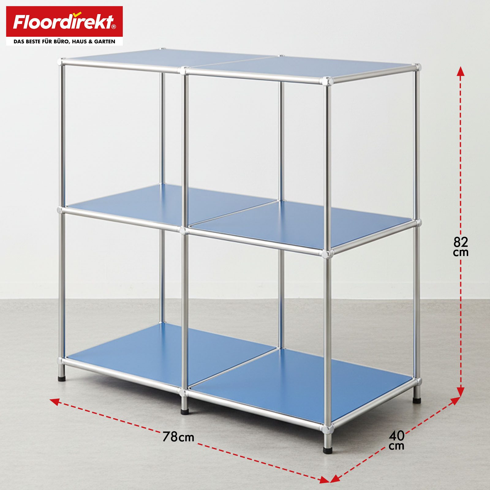 Floordirekt Sideboard Concept Epure MK-027 Metallregal, B78 × T40 × H82 cm, diverse Farben (modular, kratzfeste Pulverbeschichtung), offenes Ablageregal mit verchromtem Metallgestell, Design Regal