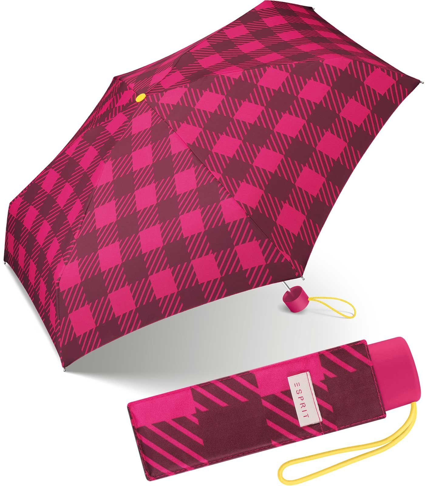 Esprit Taschenregenschirm kleiner, handlicher Schirm für Damen, klassisches Design in modischen Farben pink