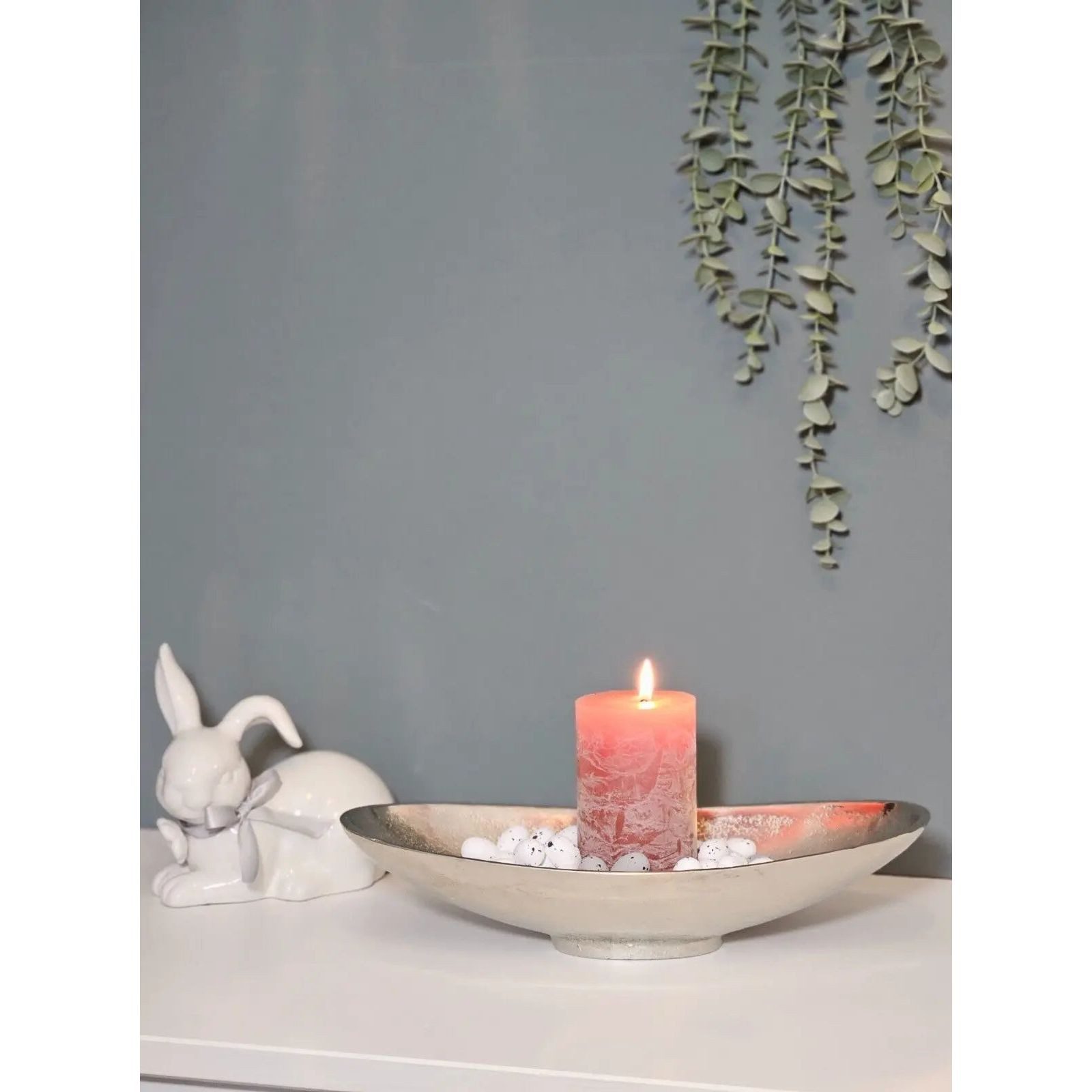 Meinposten Dekoschale Dekoschale Metall silber Schale Metallschale oval Deko Tischdeko 34 cm (1 St)