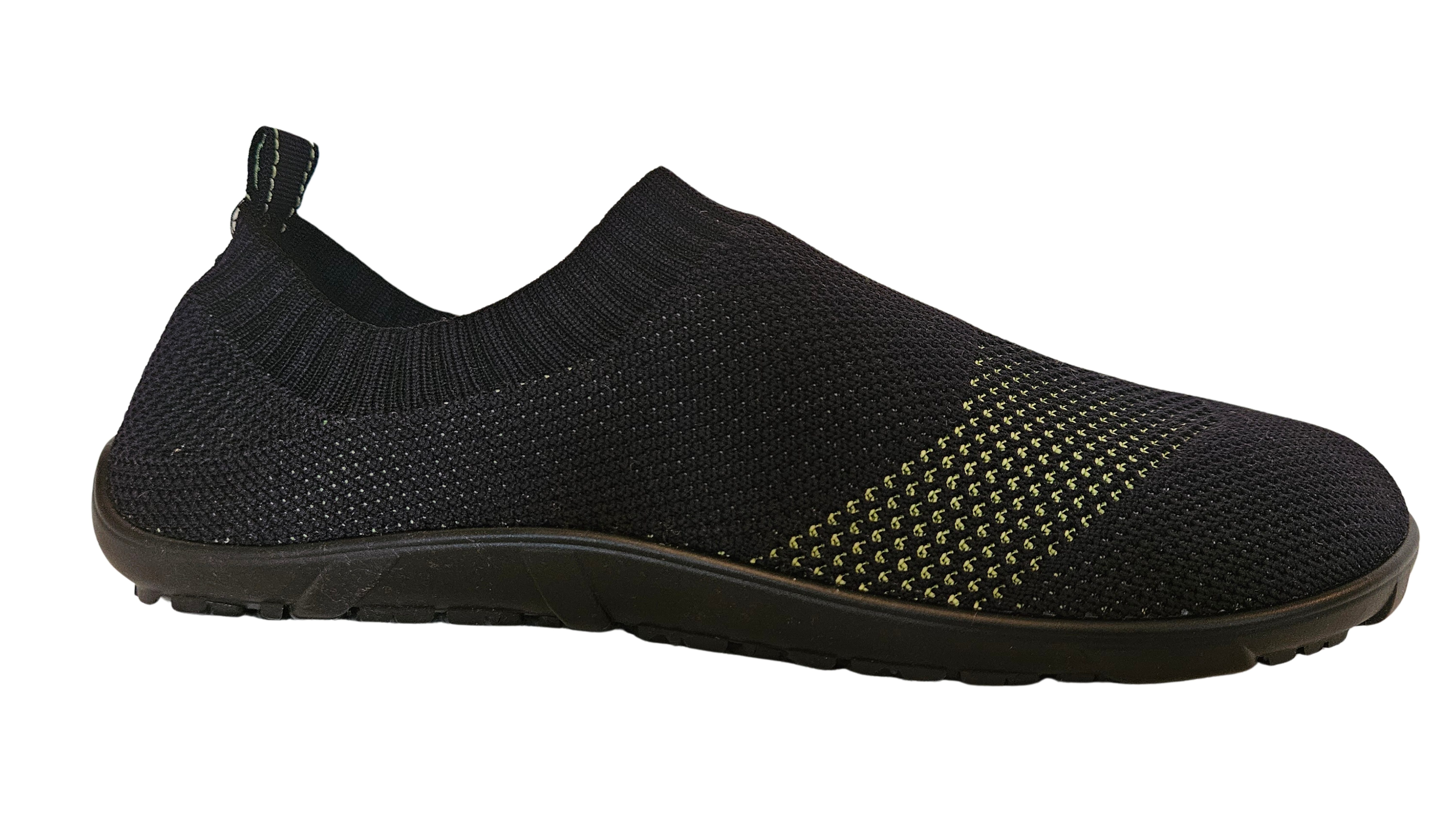 Sneaker "easy" aus elastischem Mesh‑Strick, 42300, schwarz Barfußschuh