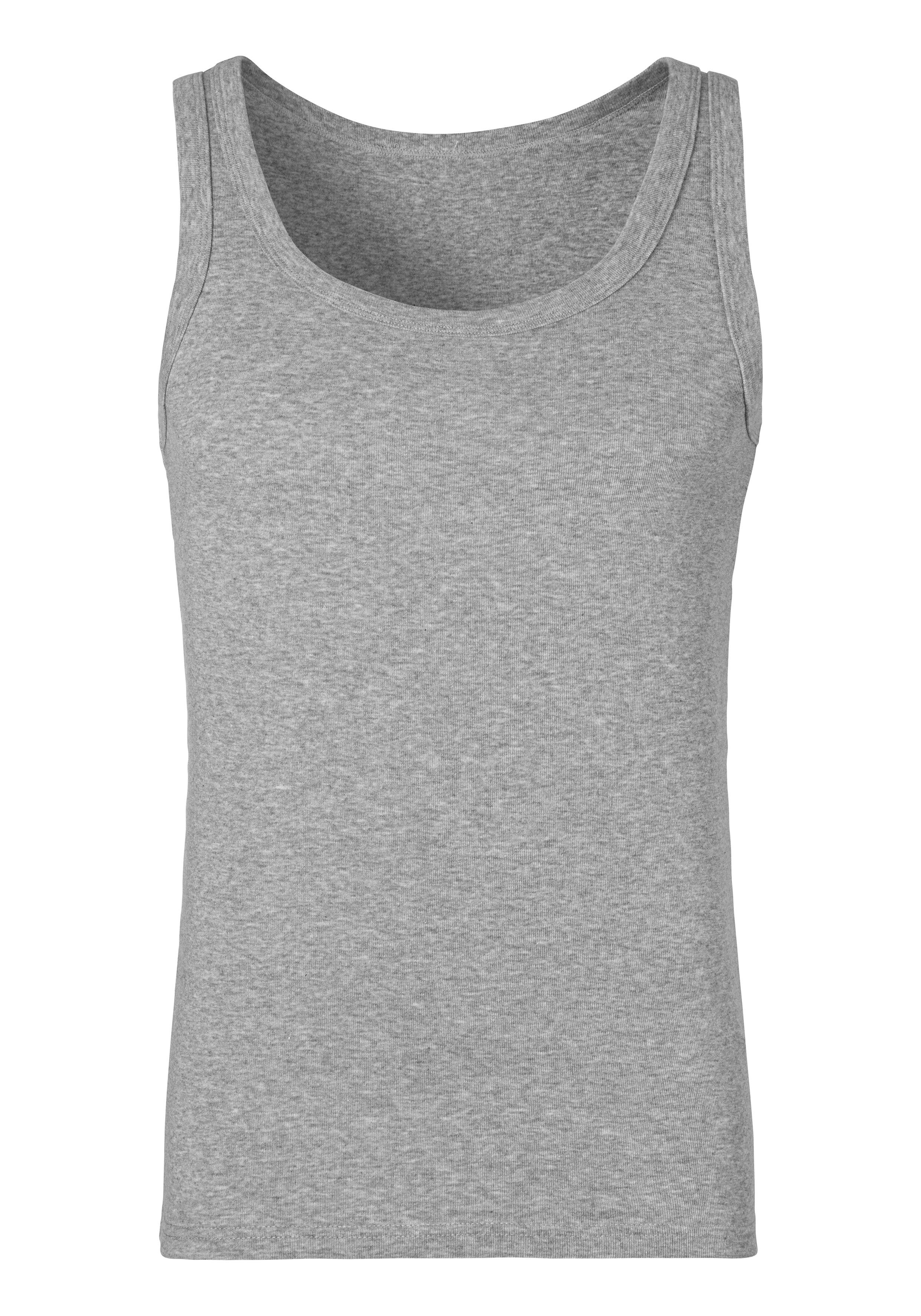 schlichtes perfekt (Packung, Unterhemd 2-St) Basic, schwarz Unterziehen zum grau-meliert, H.I.S