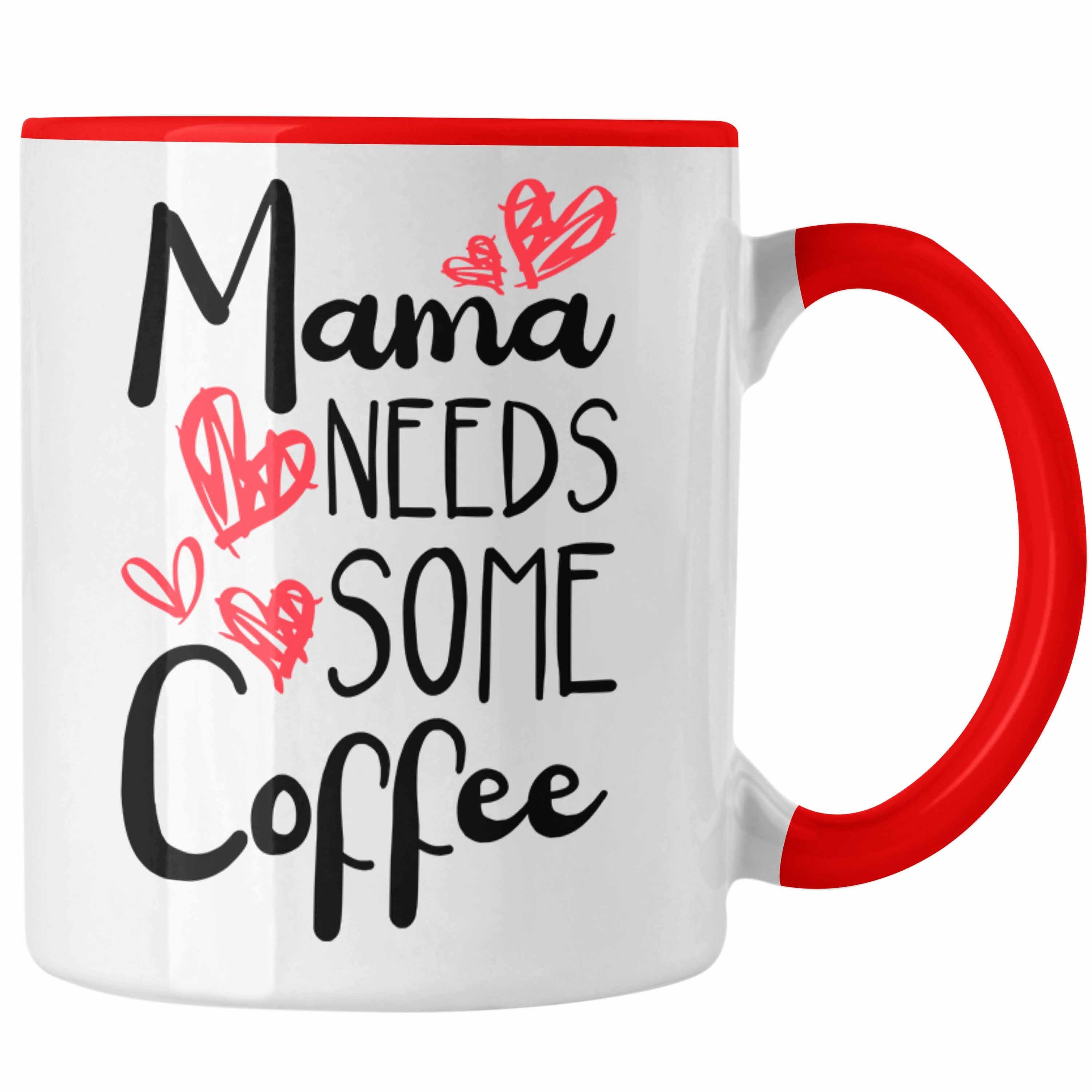Trendation Tasse Trendation - Mama Tasse mit Spruch Geschenk Muttertag von Tochter Sohn Mutter Kaffeetasse Spruch Kaffeeliebhaber Rot